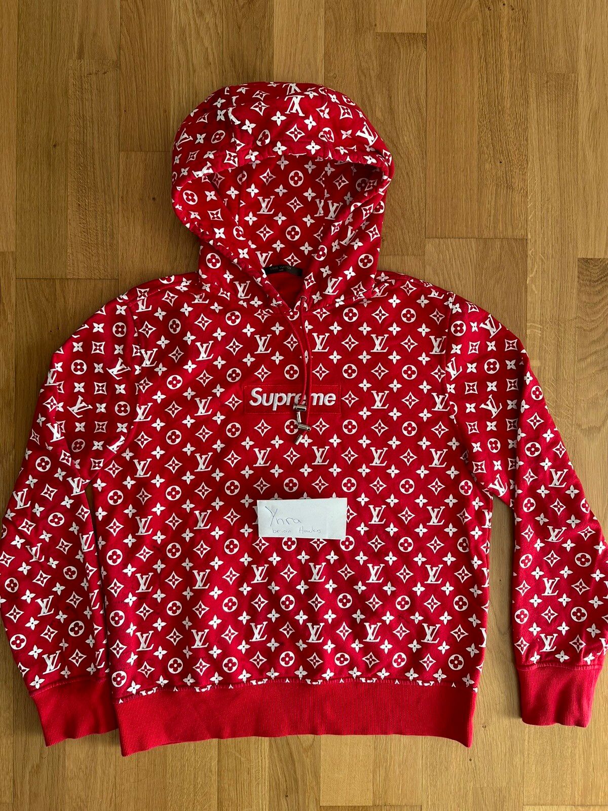 Pre-owned Louis Vuitton X Supreme Box Logo Hoodie In Red
