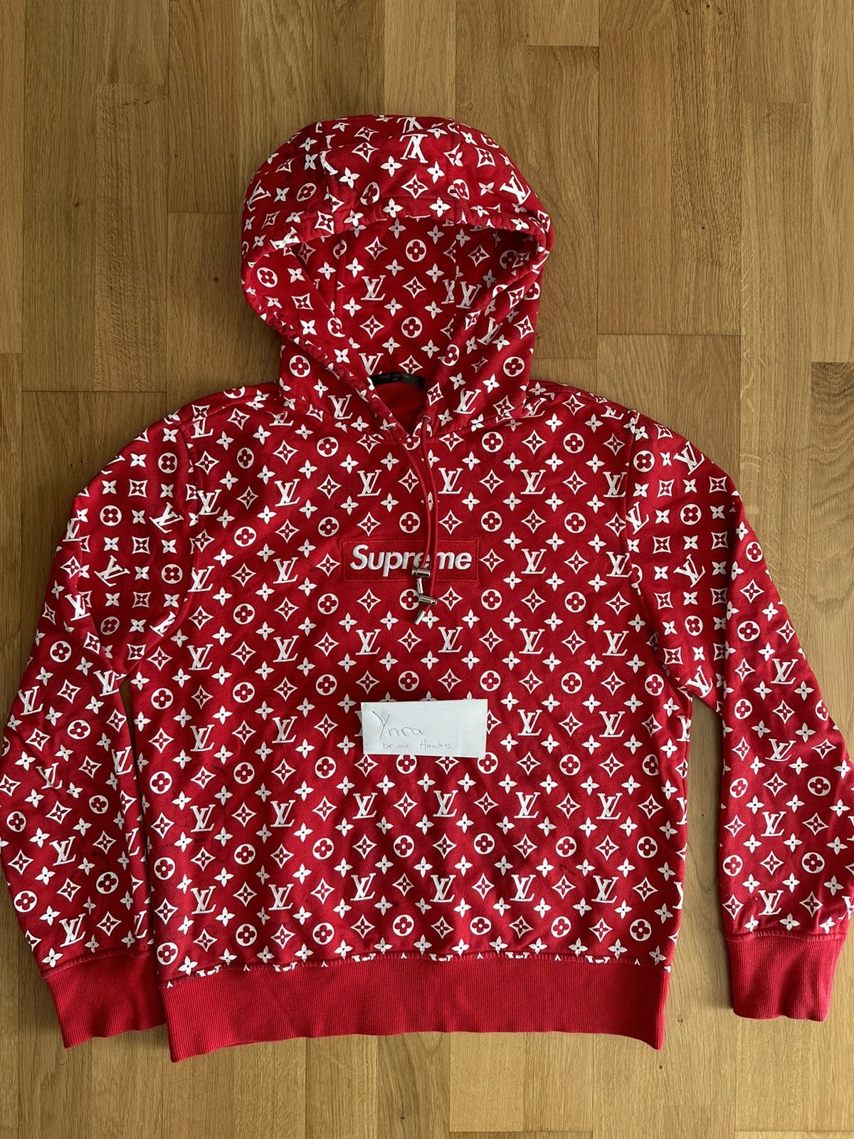 Pre-owned Louis Vuitton X Supreme Box Logo Hoodie In Red