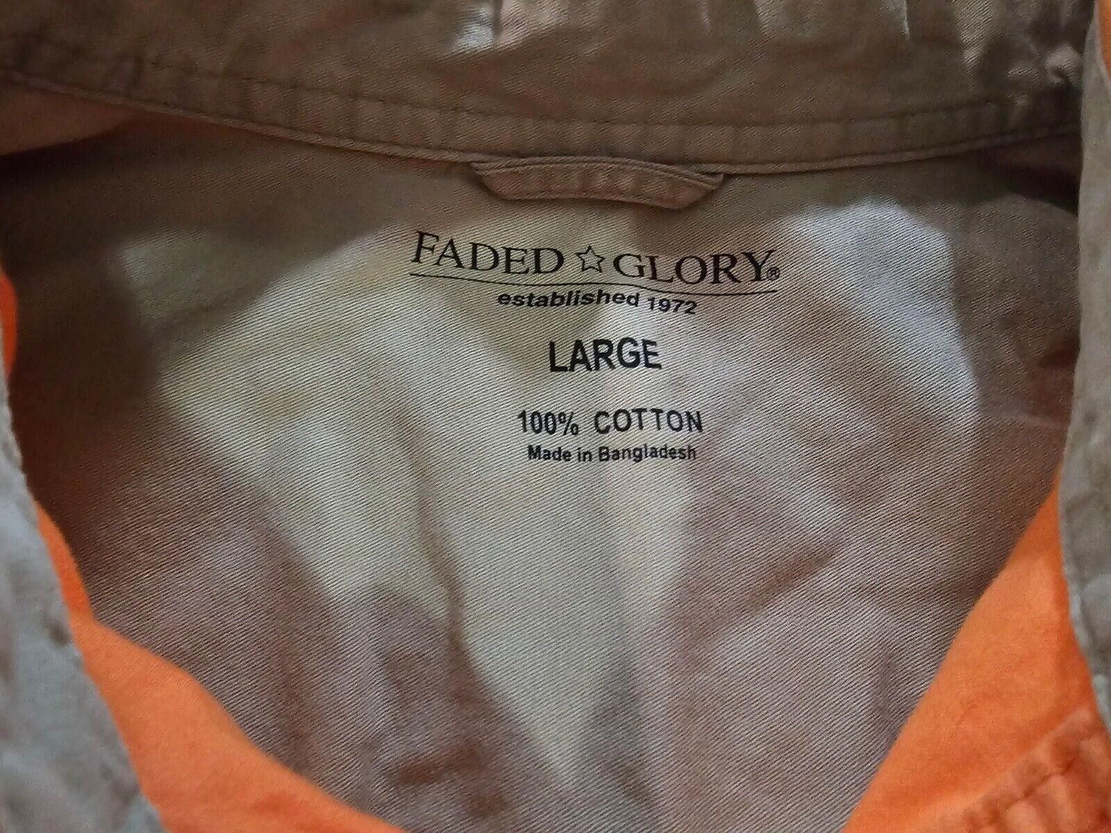 Faded Glory Faded Glory Authentic Men L Orange Button Short Sleeve shirt Size US L / EU 52-54 / 3 - 4 Thumbnail