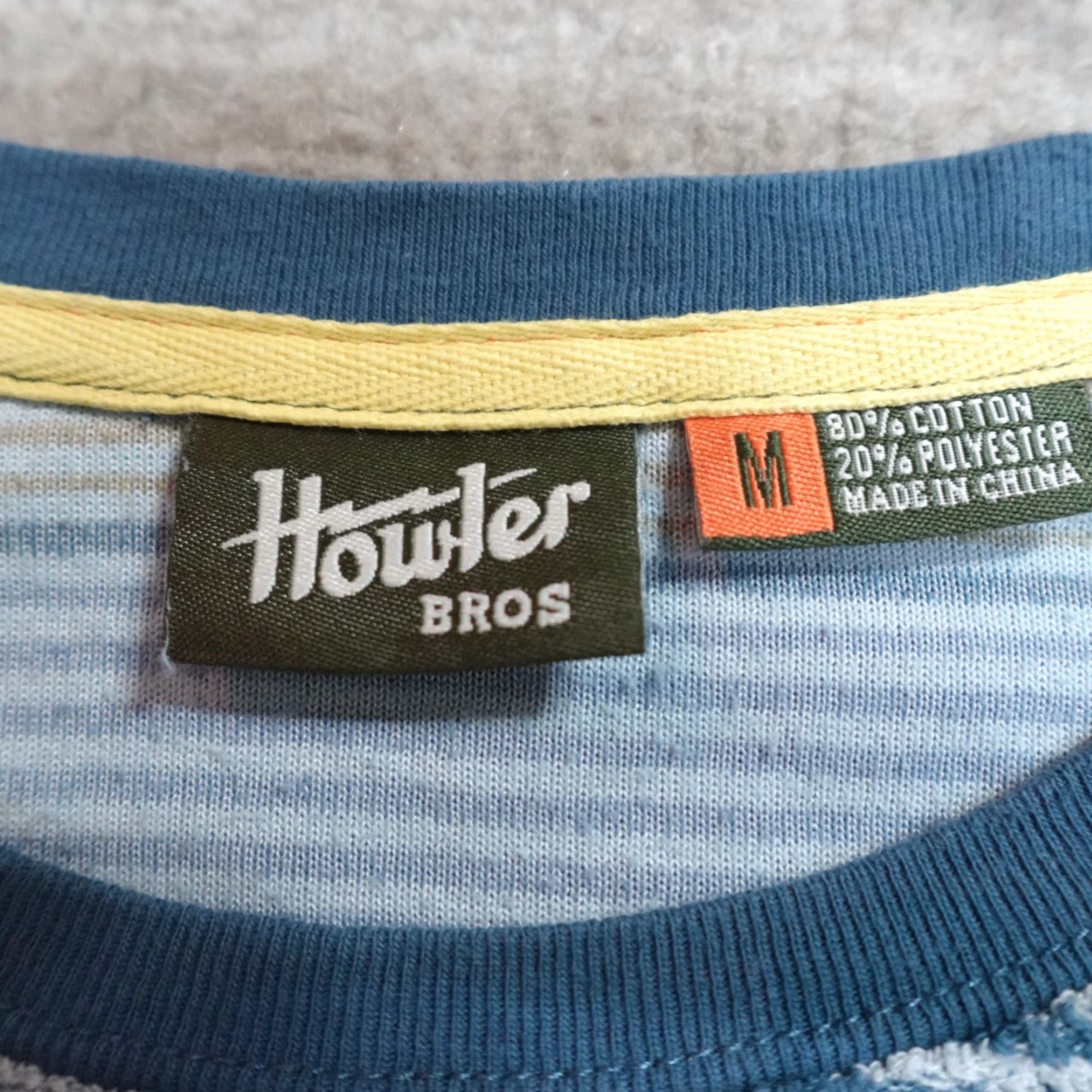 Howler Brothers VINTAGE Howler Brothers Shirt Mens Medium Blue Striped Cotton Blend Crew Neck Terry Cloth Pocket M Blues Size US M / EU 48-50 / 2 - 4 Thumbnail