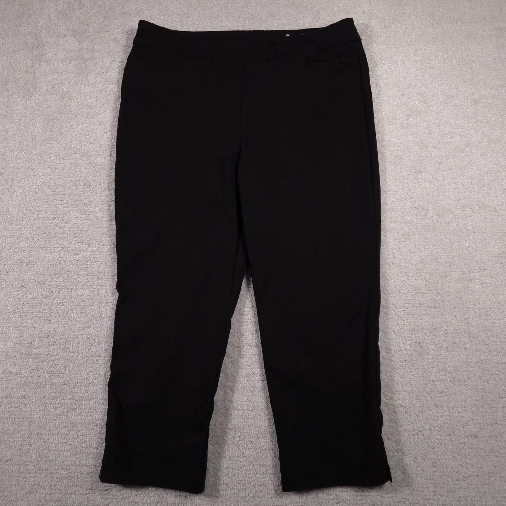 Vintage Chico's Pants Womens 14R Black Stretch Pull On Ankle Career Cropped Office Pants Size 36" / US 14 / IT 50 - 2 Thumbnail