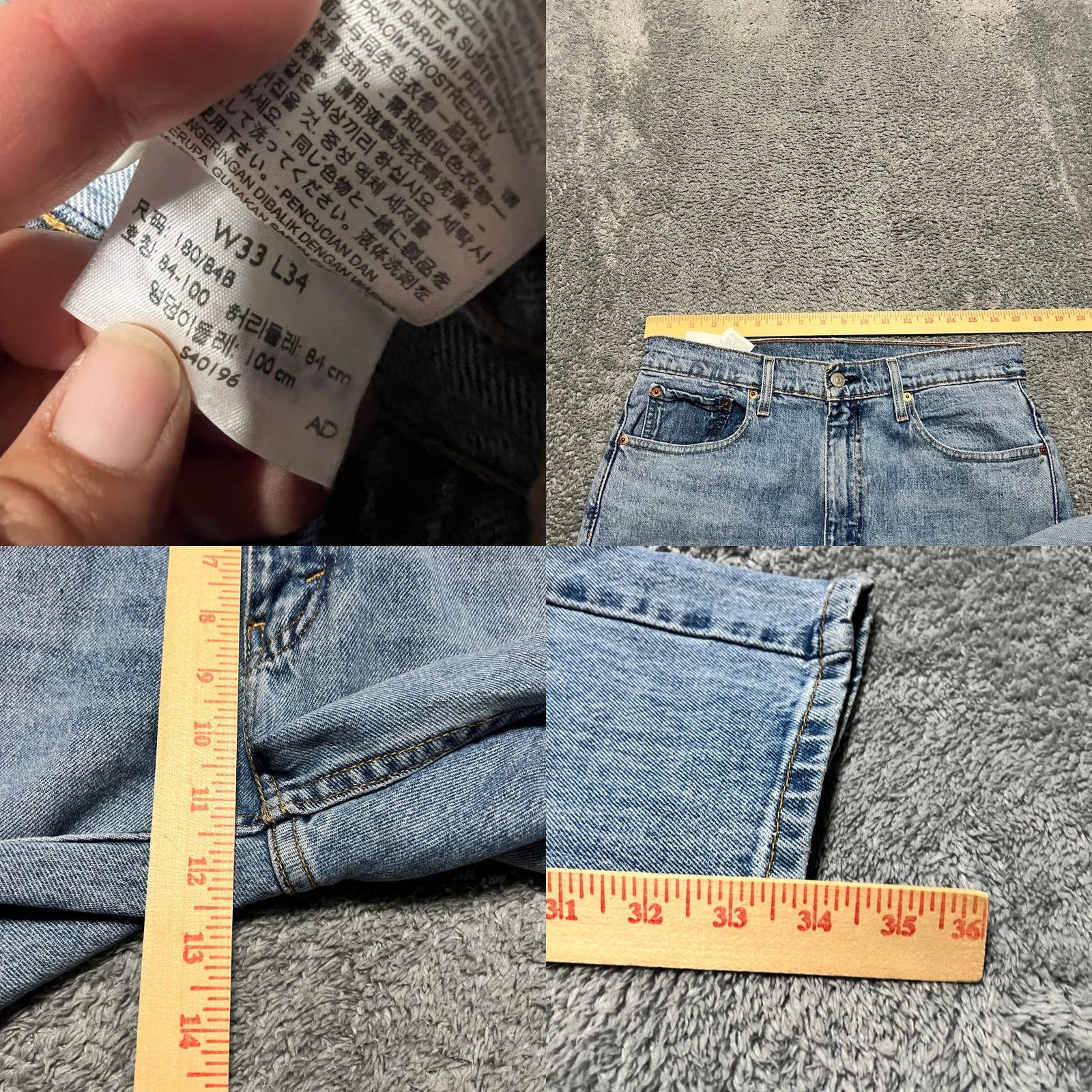 Levi's Levi's 512 Jeans Mens 33 x 34 Blue Tapered Leg Slim Fit Stretch Medium Wash Denim Mens Size US 33 - 8 Thumbnail