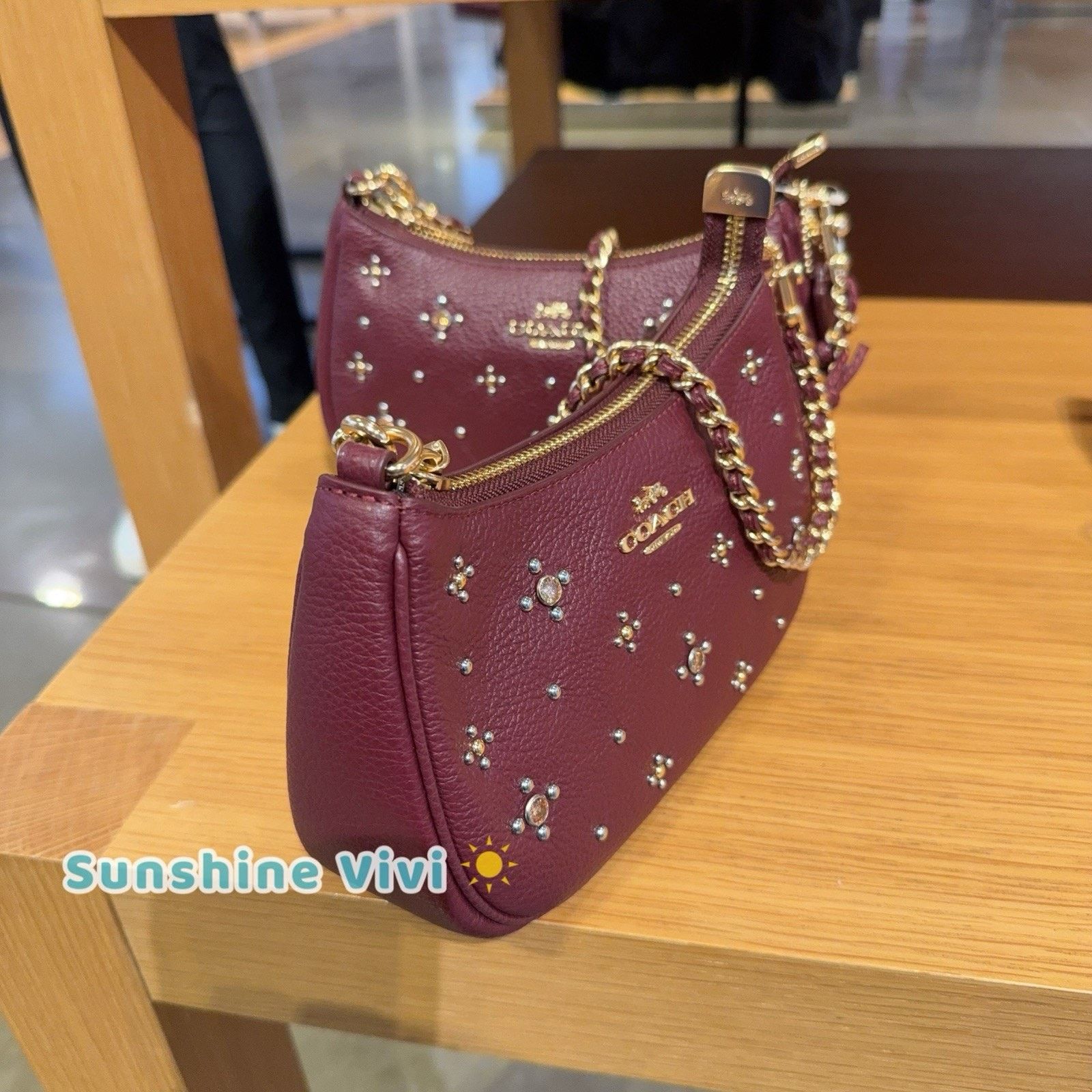 Coach NWT Coach Teri Mini Crossbody Bag Crystals CCE43 Dark Wine Size ONE SIZE - 2 Thumbnail