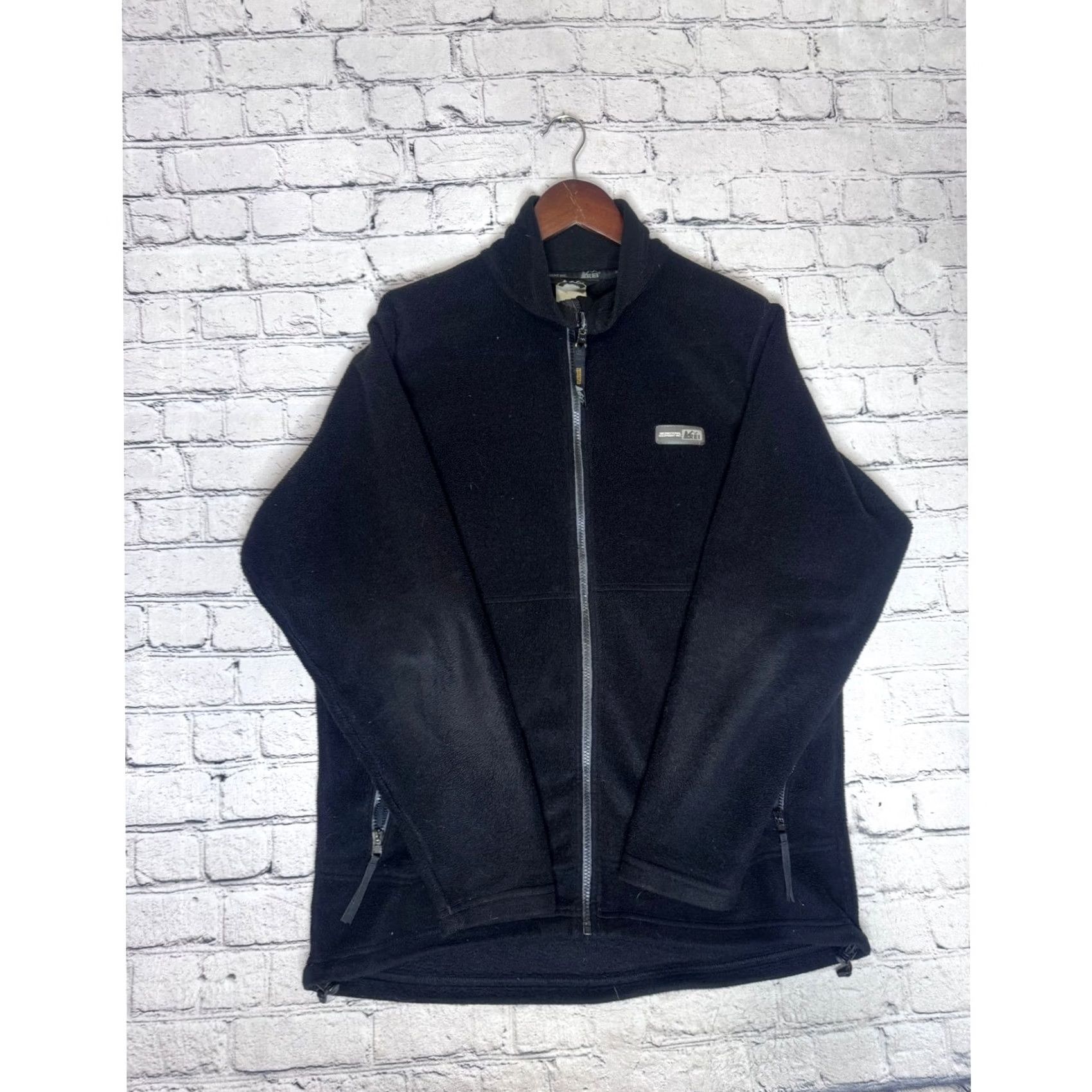 Vintage REI Men's Black Fleece Full Zip Jacket Outdoor Hiking Camping Large L Tall Size US L / EU 52-54 / 3 - 2 Thumbnail