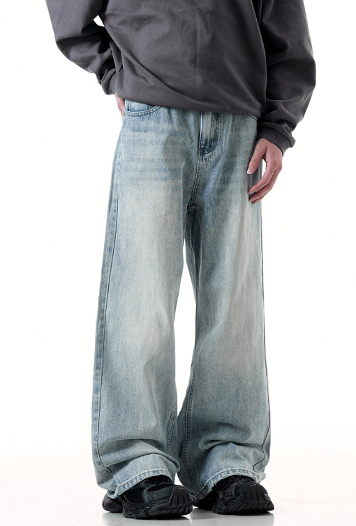 Japanese Brand × Vintage Street retro blue distressed washed straight loose jeans Size US 32 / EU 48 - 4 Thumbnail