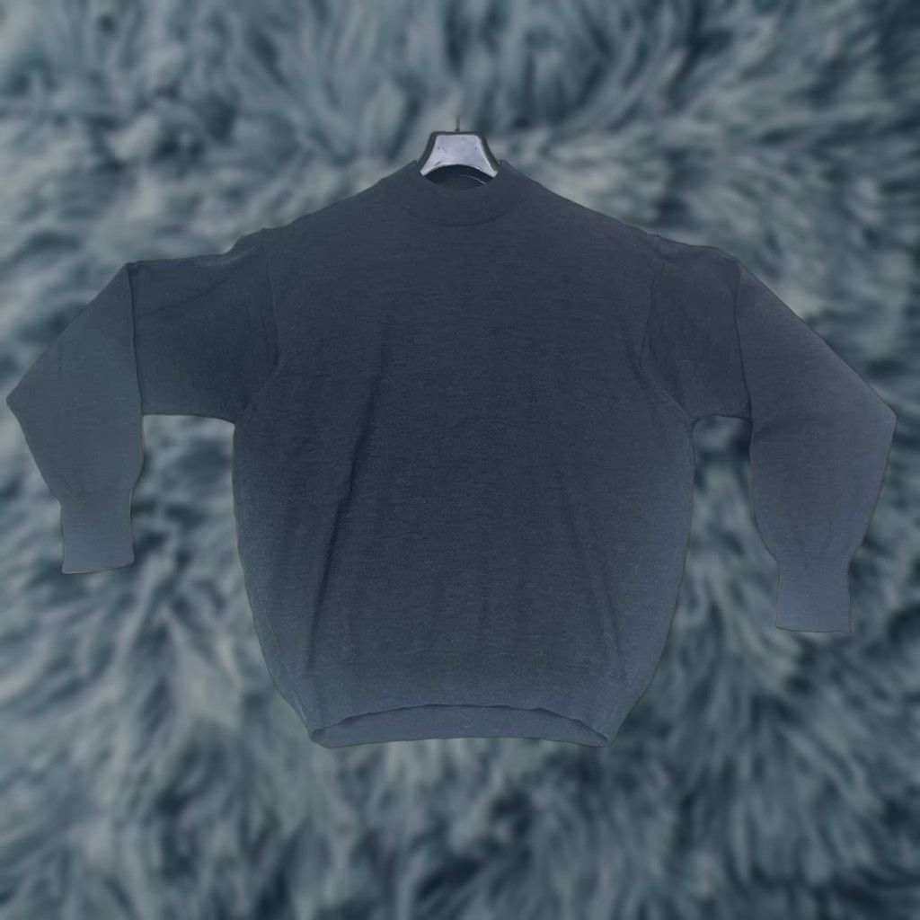 Evergreen VINTAGE e-LUXE Sweater Mens Size L Gray 100% Wool Mock Neck Pullover Dark Gray Classic Solid Stateful? Size US L / EU 52-54 / 3 - 1 Thumbnail