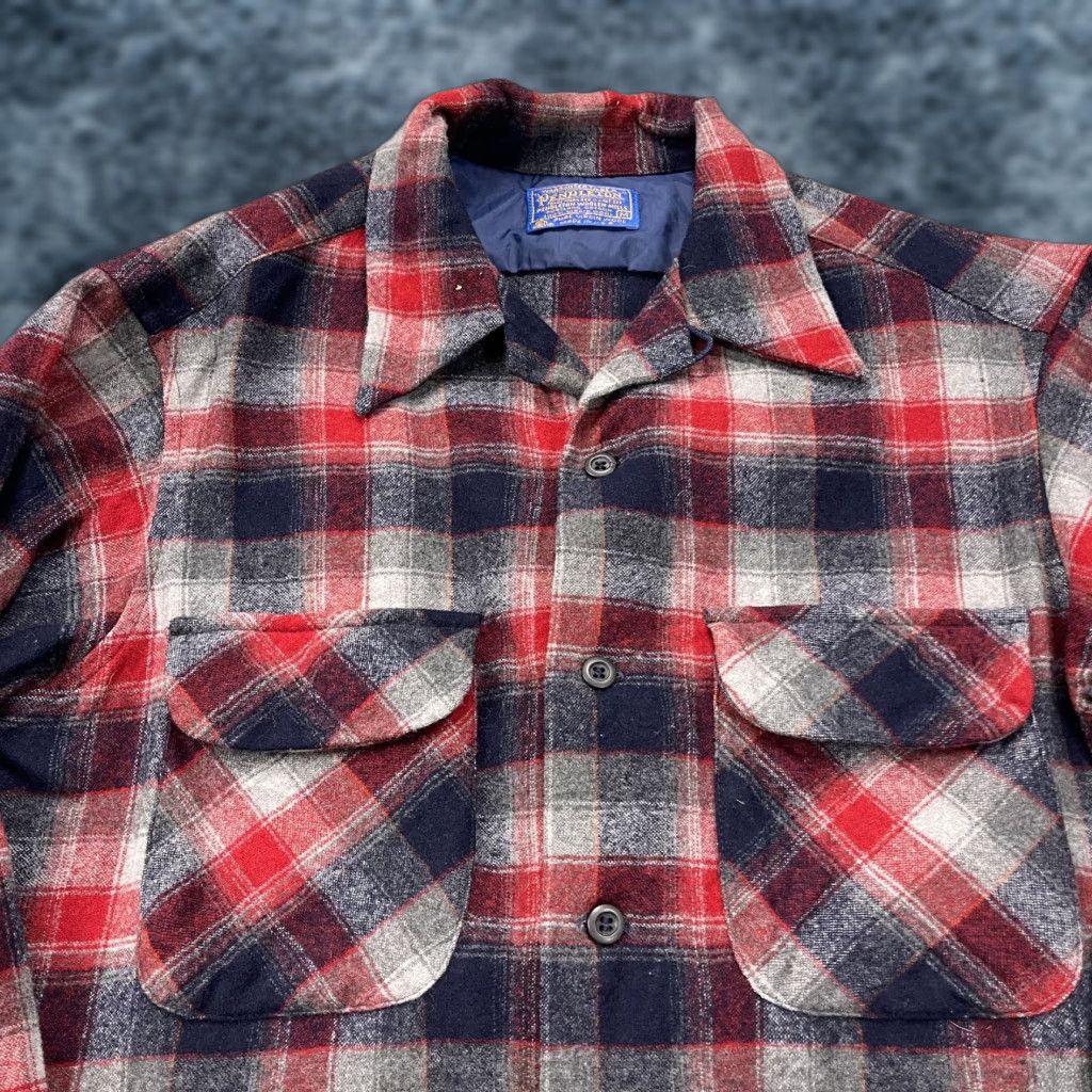 Pendleton VINTAGE Pendleton Board Shirt Mens M Red Blue Plaid Wool Flannel Button-Up Casual Travel USA 90s Mens Size US M / EU 48-50 / 2 - 1 Thumbnail