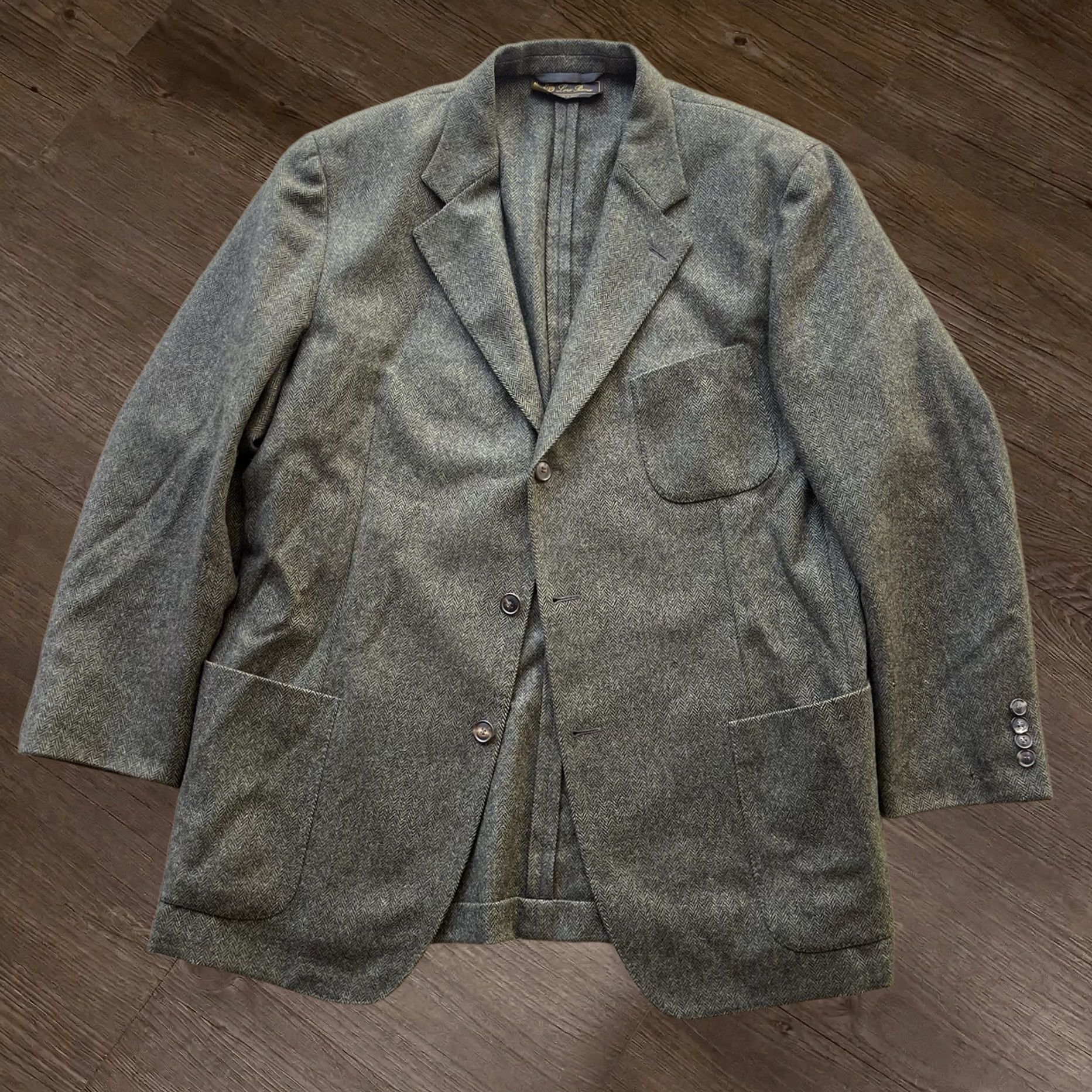 Vintage Loro Piana Blazer Cashmere Herringbone Green Size 54 Mens Made In Italy Luxury Coat, Men's (Size 54r)