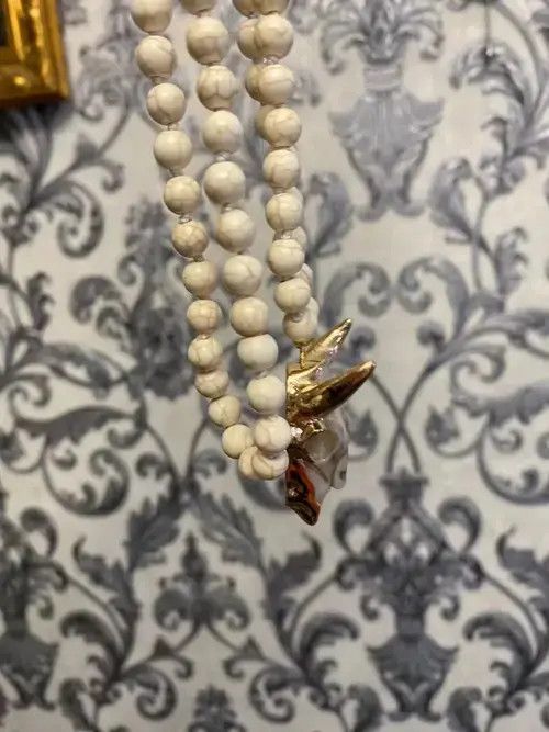 Japanese Brand White Bohemian Bull Head Pendant , Beads Necklace Size ONE SIZE - 2 Thumbnail