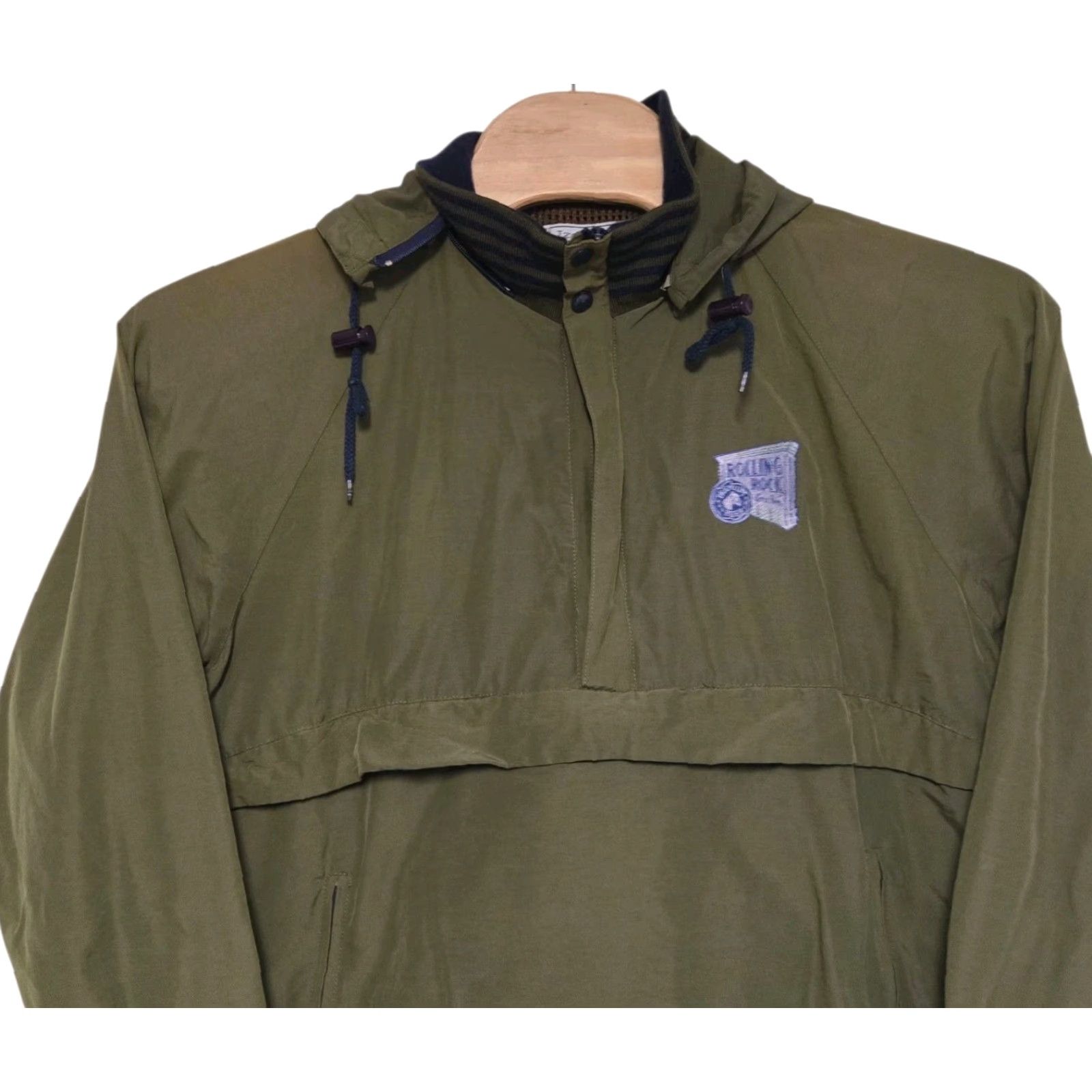 Olive VINTAGE Izod Club Jacket Mens M Olive Green Anorak Style Breweriana Light Weight Hooded Mid-Length Spring Fall Winter | Green | Regular Fit Size US M / EU 48-50 / 2 - 2 Thumbnail