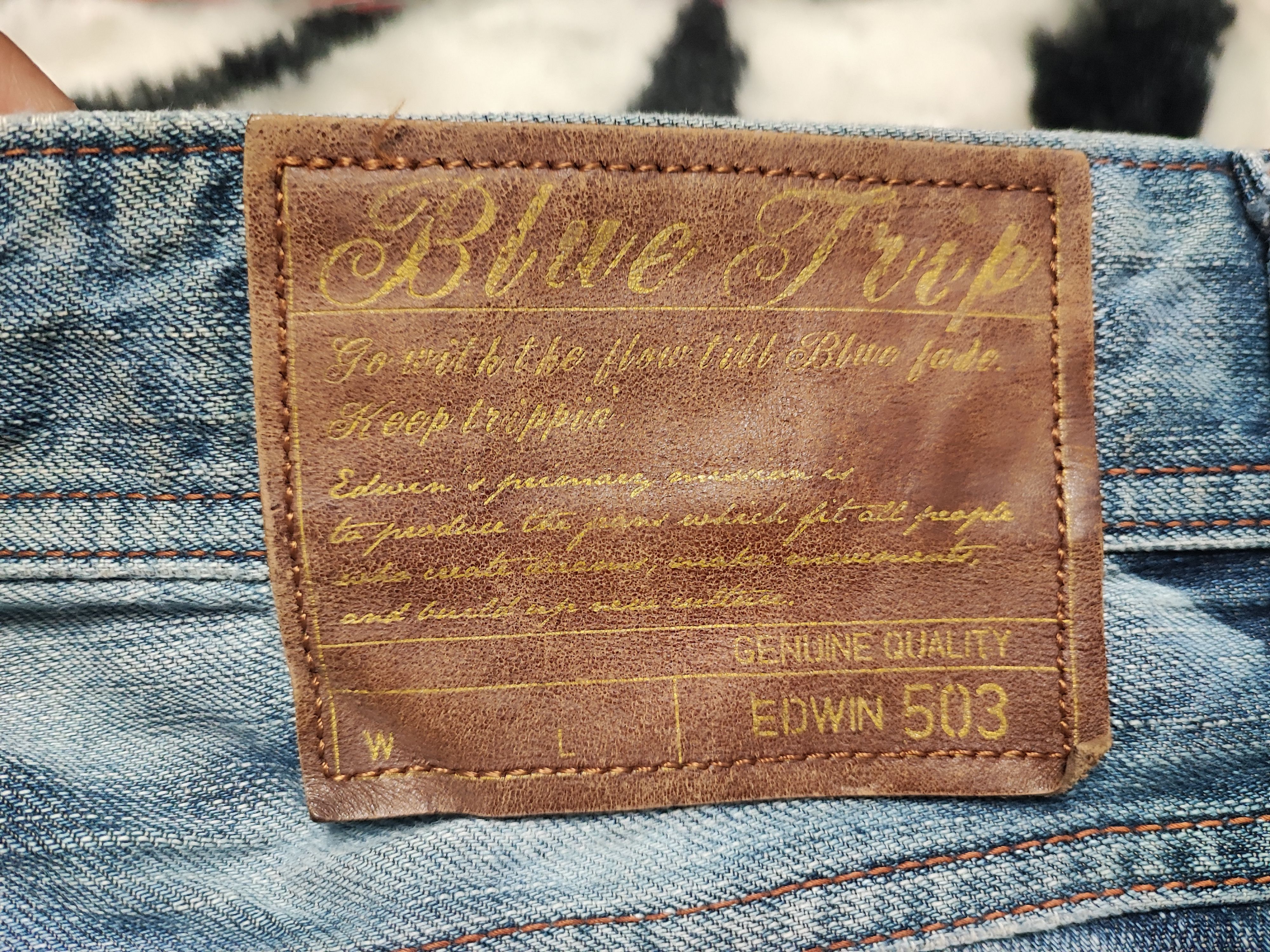 Edwin Edwin 503 Blue Trip Japan Distressed Jeans Size US 33 - 18 Thumbnail