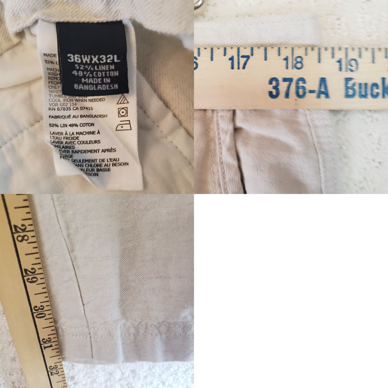 Nautica Nautica Pants Beige Linen Regular Straight 36x32 Men’s Flat Front Size US 36 / EU 52 - 10 Thumbnail