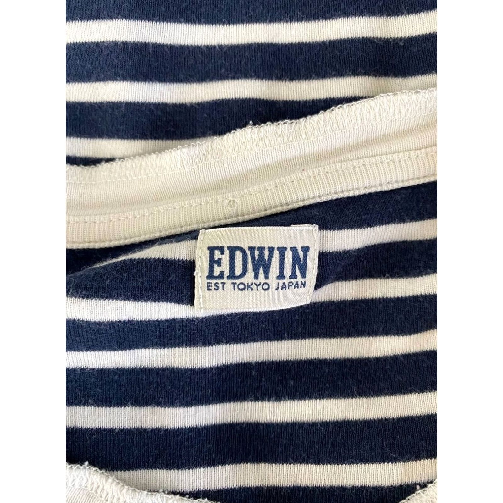 Edwin Edwin Shirt Mens M Blue & White Size Striped Cotton Crew Neck Short Sleeve Size US M / EU 48-50 / 2 - 2 Thumbnail