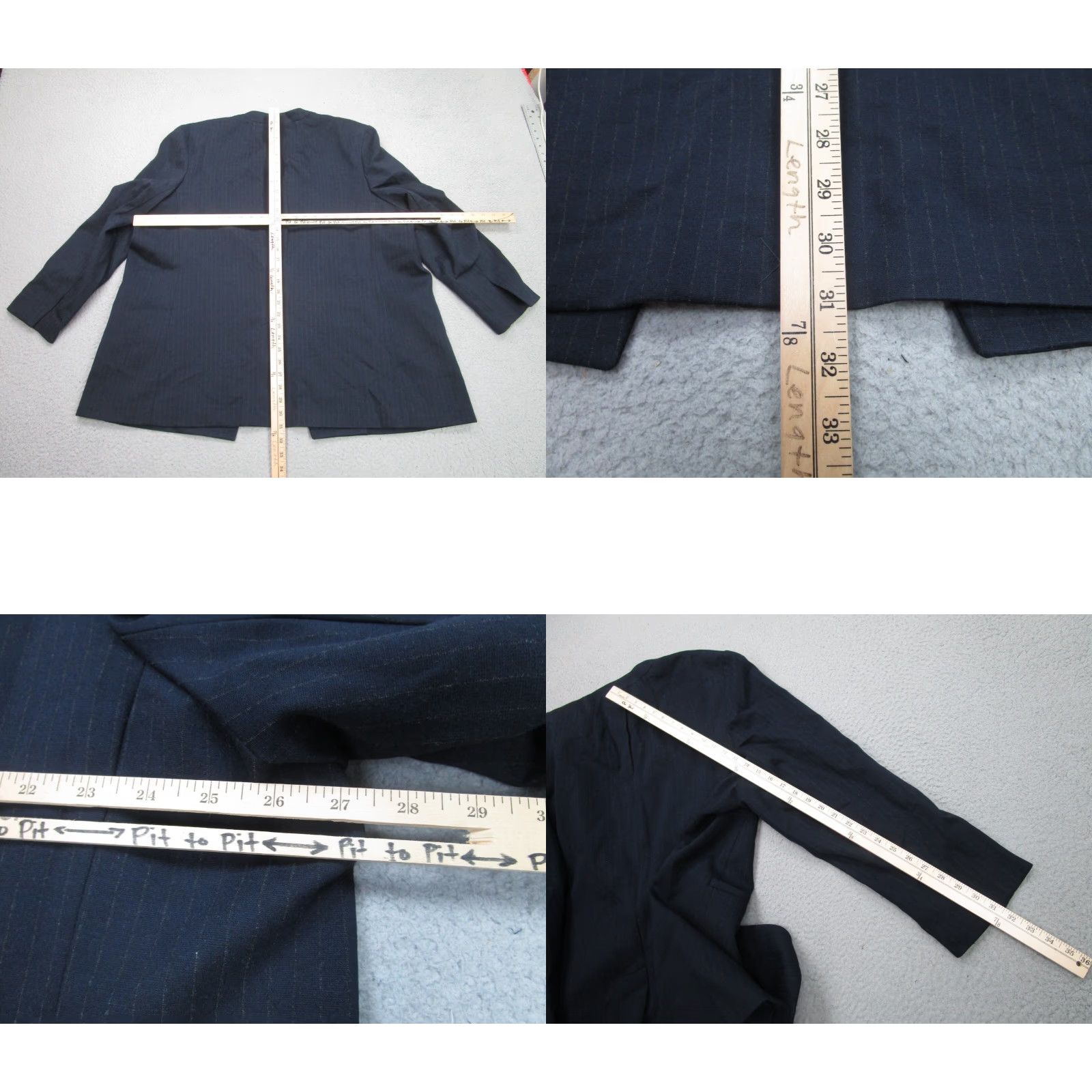 Spanx SPANX Blazer Womens 2X Blue Pinstripe Minimalist Collarless Coat Regular Fit Size XXL / US 16-18 / IT 52-54 - 8 Thumbnail