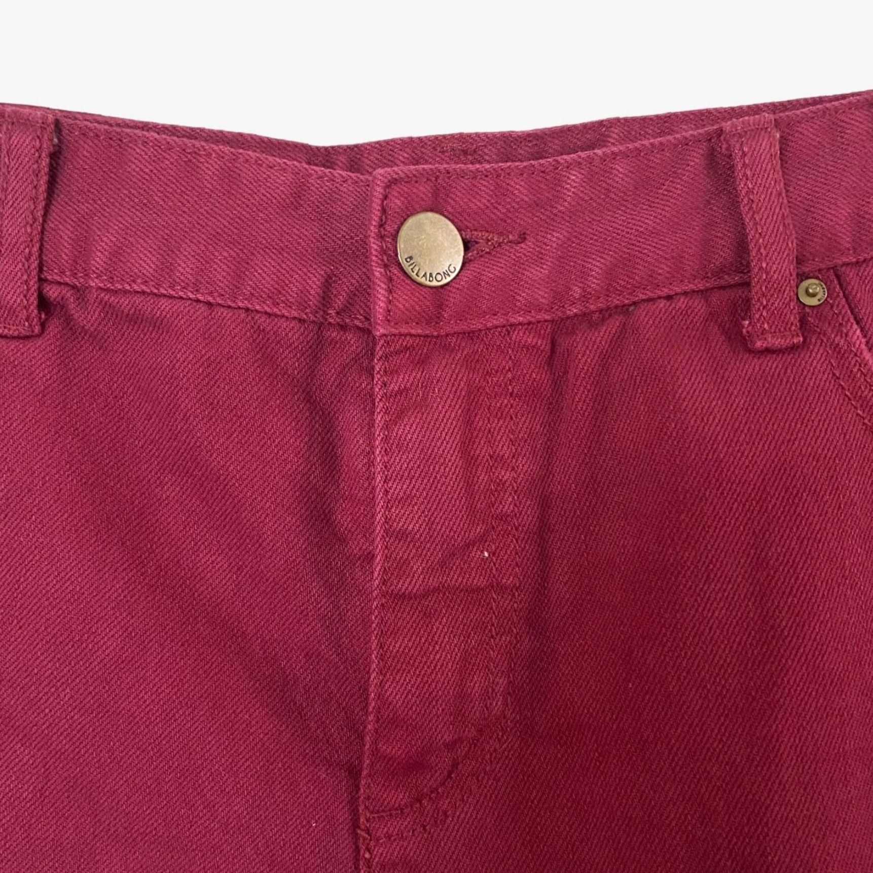 Billabong VINTAGE Billabong Denim Shorts Distressed 5-Pocket Red Burgundy Women's Size 29 Jeans Short Casual Womens Size 29" - 5 Thumbnail