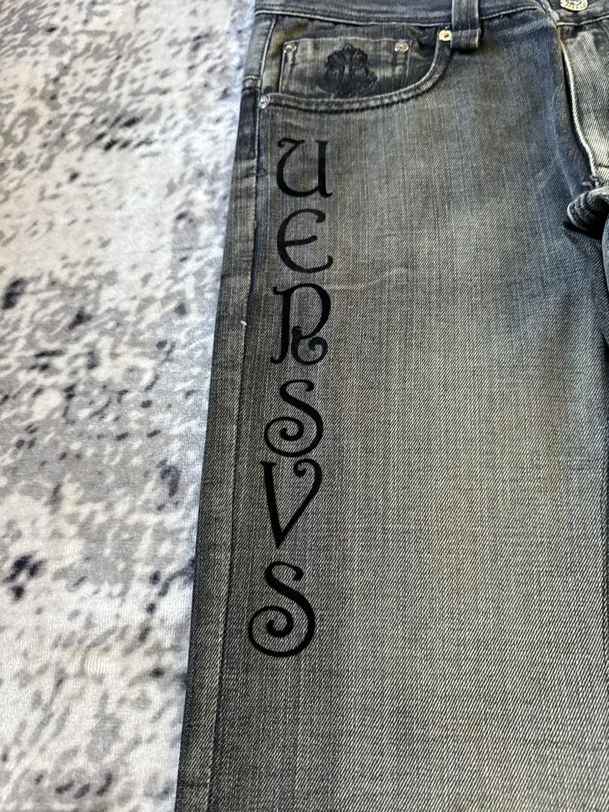 Japanese Brand ✝️ Embroidered Gothic Cross Gray Wash Jeans Pepe Brand Size US 32 / EU 48 - 15 Thumbnail