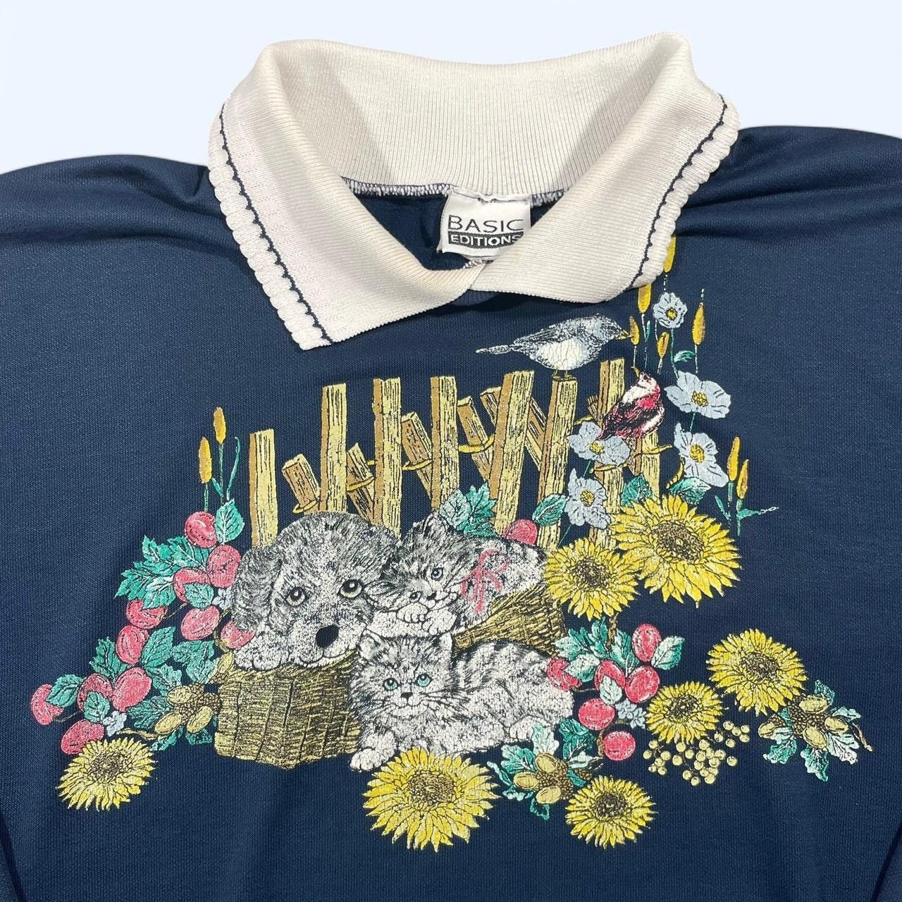 Basic Editions × Vintage Vintage 90’s Puppy, Kitty & Flowers T-Shirt Size S / US 4 / IT 40 - 3 Thumbnail