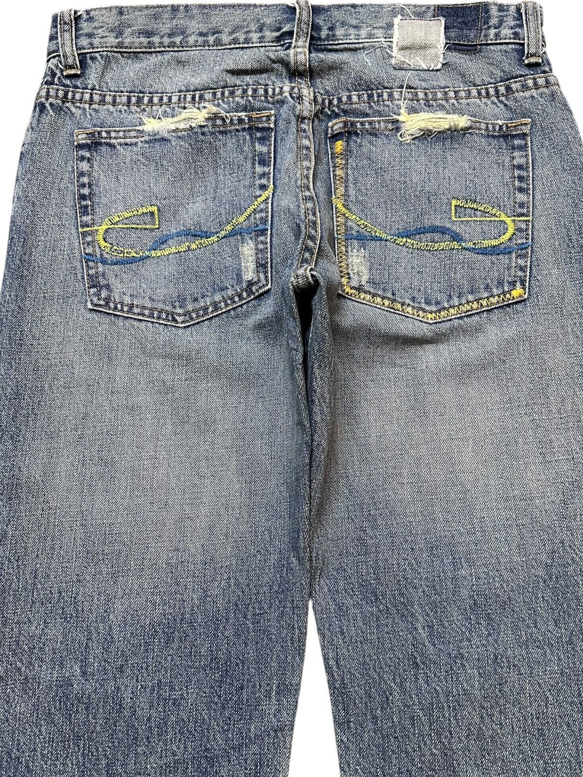 Cout de la Liberte Vintage Coats Of Arms Famock Flare Grunge Distressed Denim Size US 31 - 7 Thumbnail