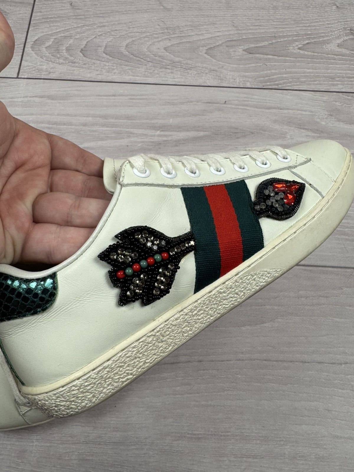 Gucci Gucci Arrow Ace Embroidered Sneakers 37 sz Size US 6.5 / IT 36.5 - 5 Thumbnail