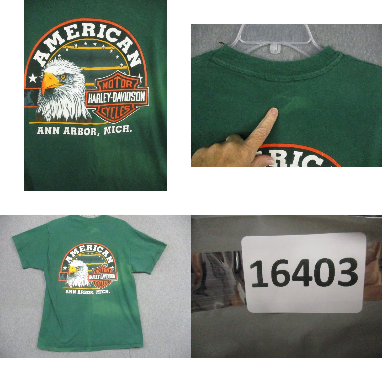 Harley Davidson VINTAGE Harley-Davidson Shirt Mens L Eagle Ann Arbor Michigan Biker 90s Green Size US L / EU 52-54 / 3 - 8 Thumbnail