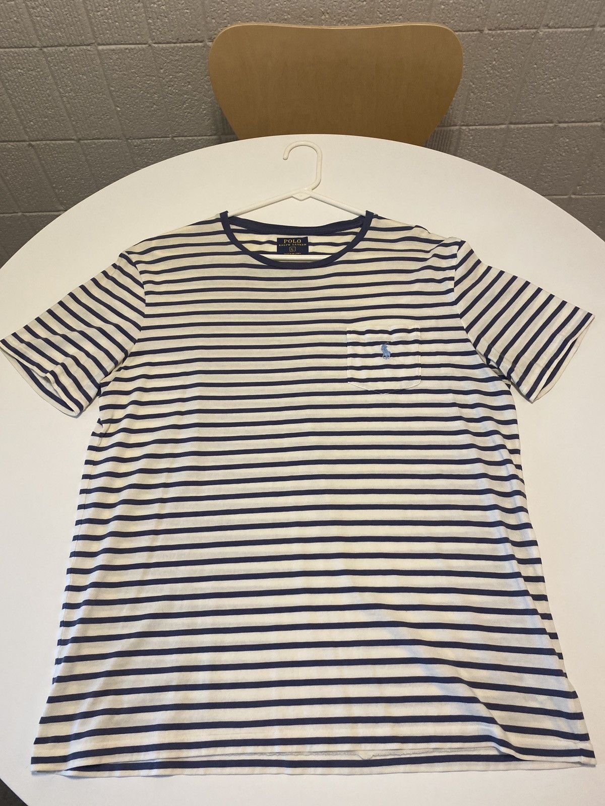 Vintage Polo Ralph Lauren adult men’s striped t-shirt turquoise pony Size US L / EU 52-54 / 3 - 1 Thumbnail