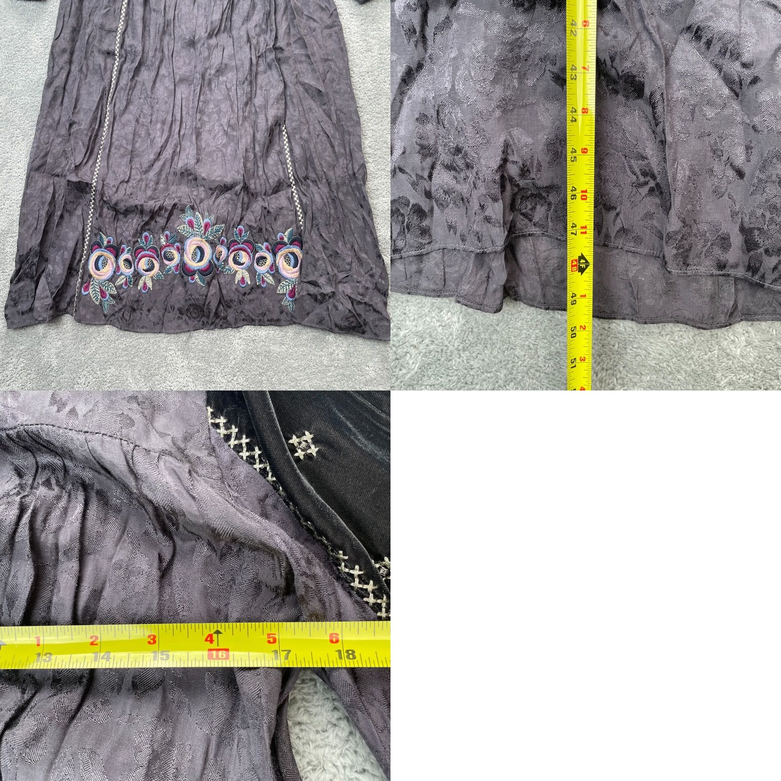 Zara Zara Dress Women Small Gray A-Line Jacquard Embroidered Button 3/4 Sleeve MIDI Casual Party/Cocktail Travel Spring Summer Womens Size S / US 4 / IT 40 - 8 Thumbnail