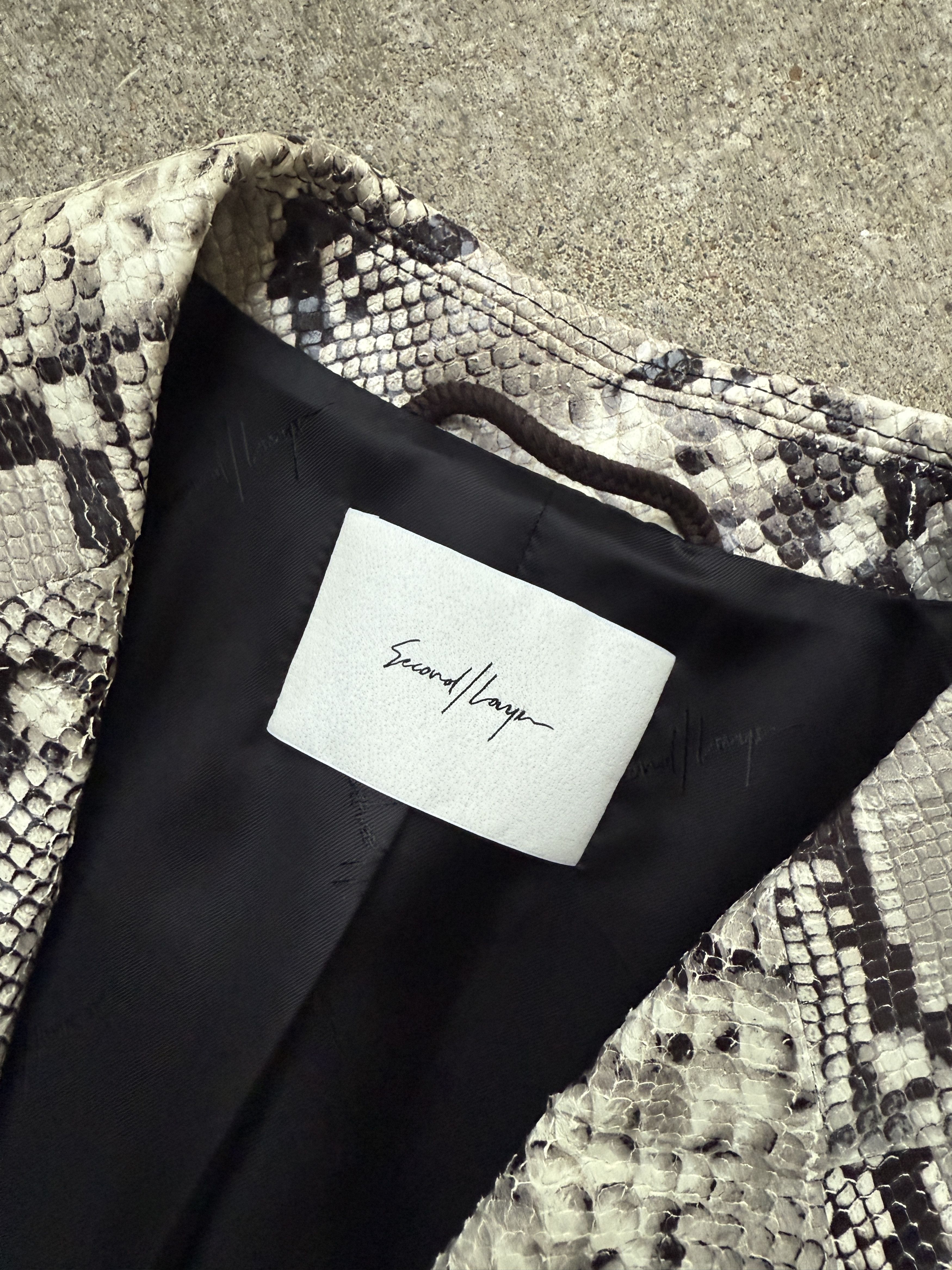 SECOND/LAYER Leather Snakeskin Blazer Jacket Python Sz 50
