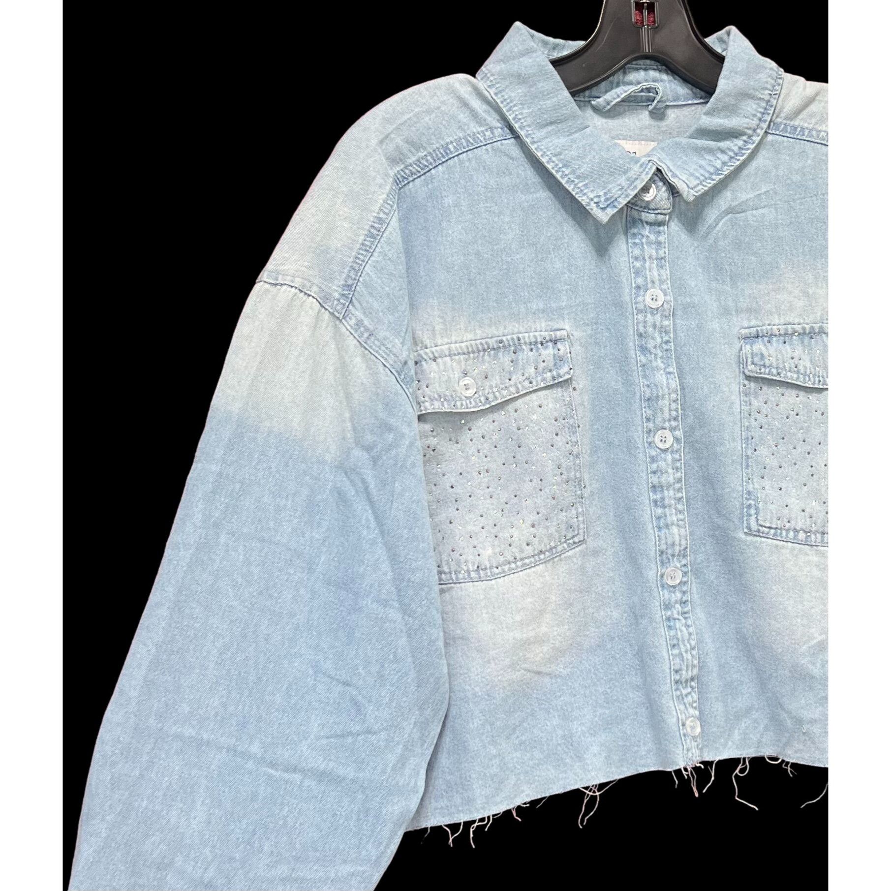 rue21 Rue 21 - Women's Chambray Long Sleeve Button Down Shirt With Size XL / US 12-14 / IT 48-50 - 14 Thumbnail