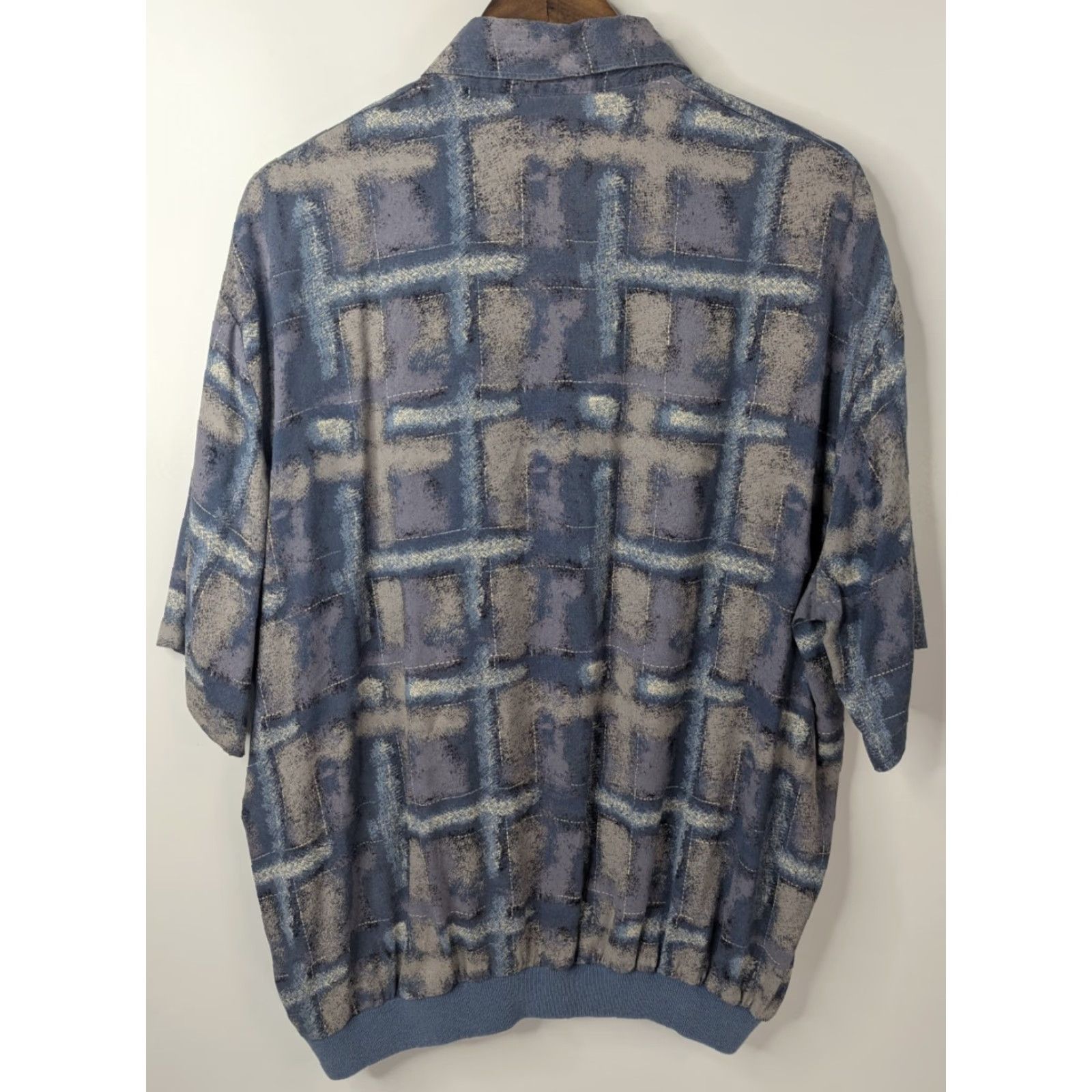 Vintage VINTAGE Alan Stuart Polo Shirt Men XL Gray Blue Rayon Short Sleeve Golf Geometric Pattern Size US XL / EU 56 / 4 - 3 Thumbnail