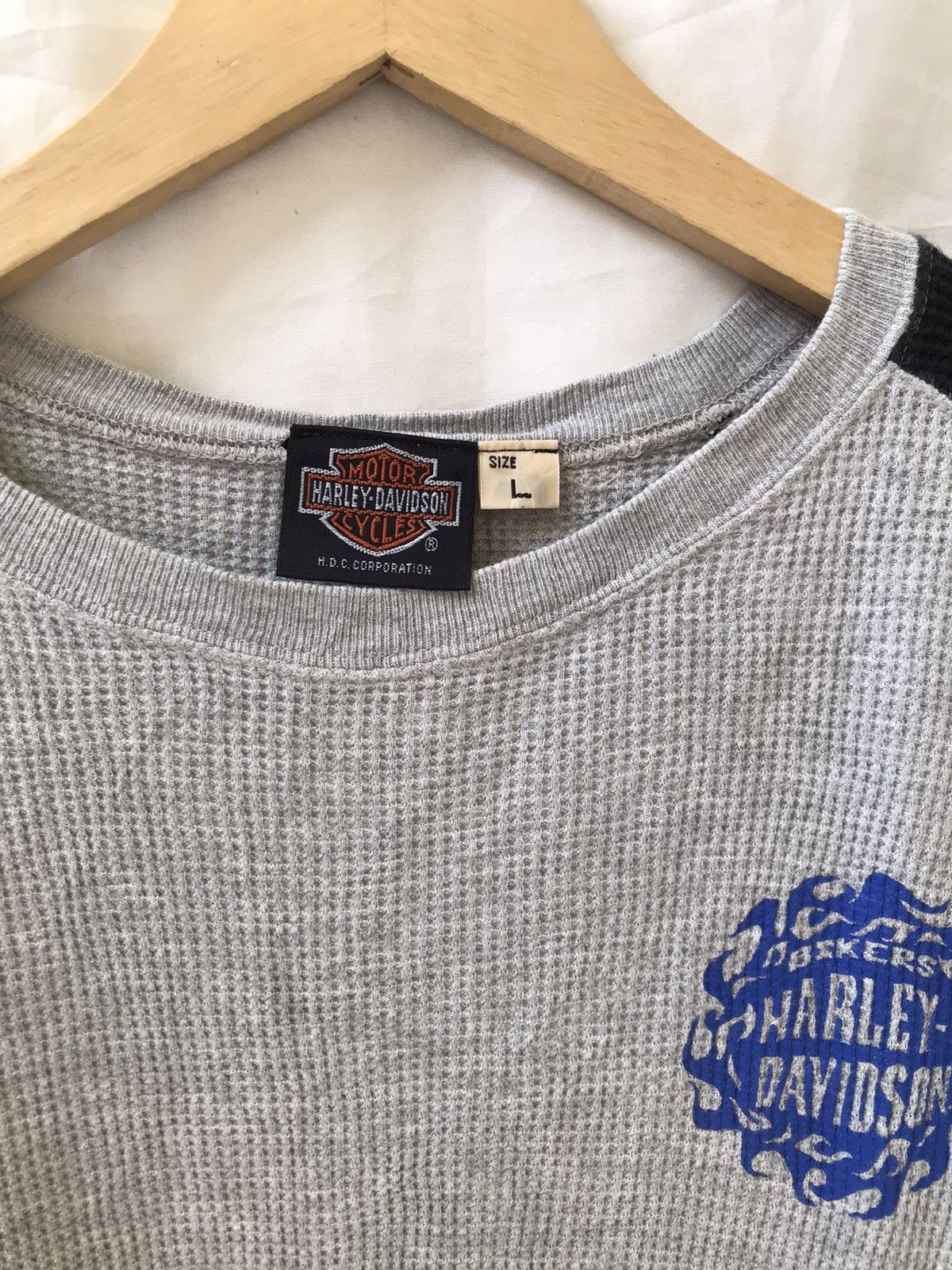 Harley Davidson Vintage Harley Blue Flames thermal tee Size L / US 10 / IT 46 - 4 Thumbnail