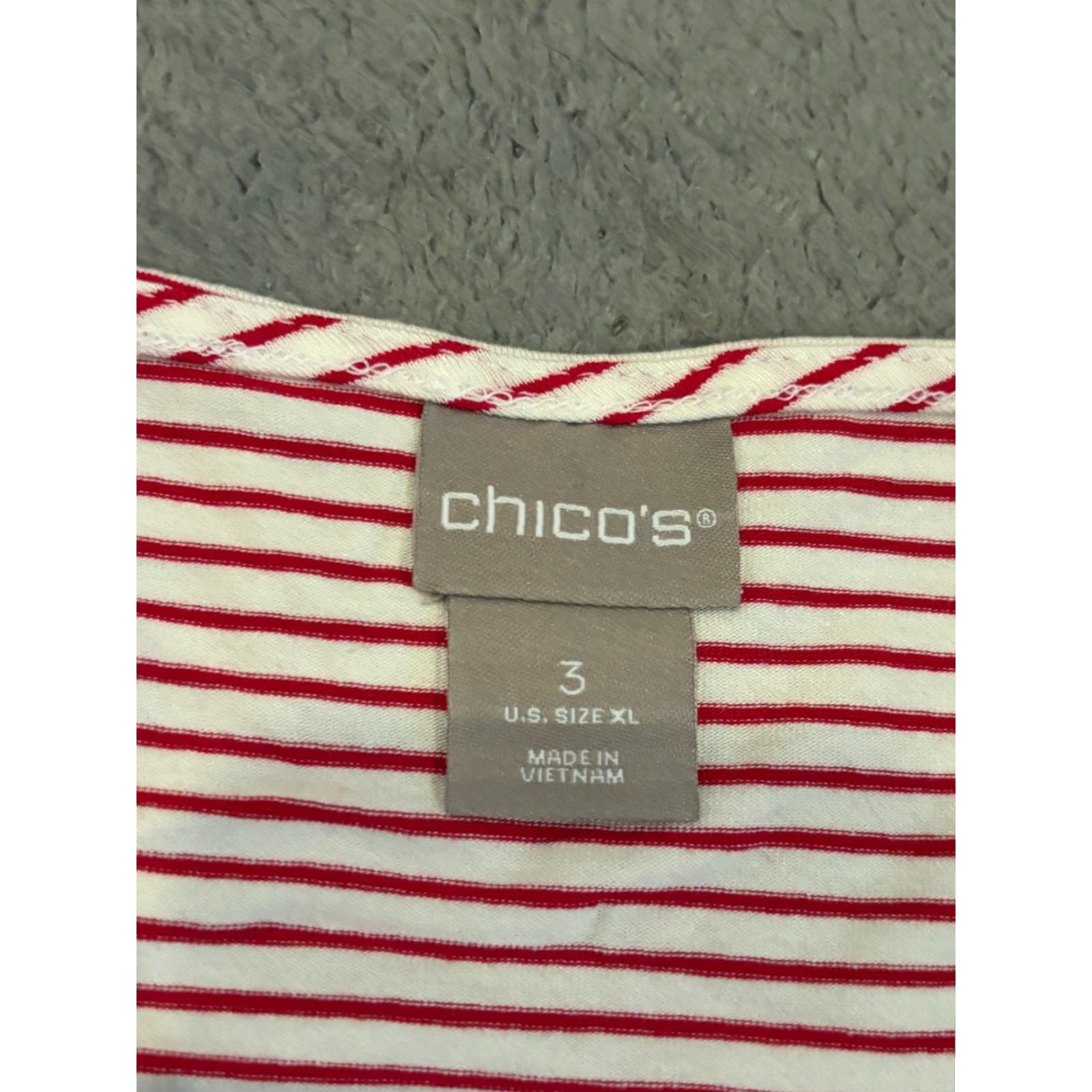 Vintage Chico’s Tunic XL Red White Striped Long Sleeve Pockets Stretch Top Shirt Women Size XL / US 12-14 / IT 48-50 - 2 Thumbnail