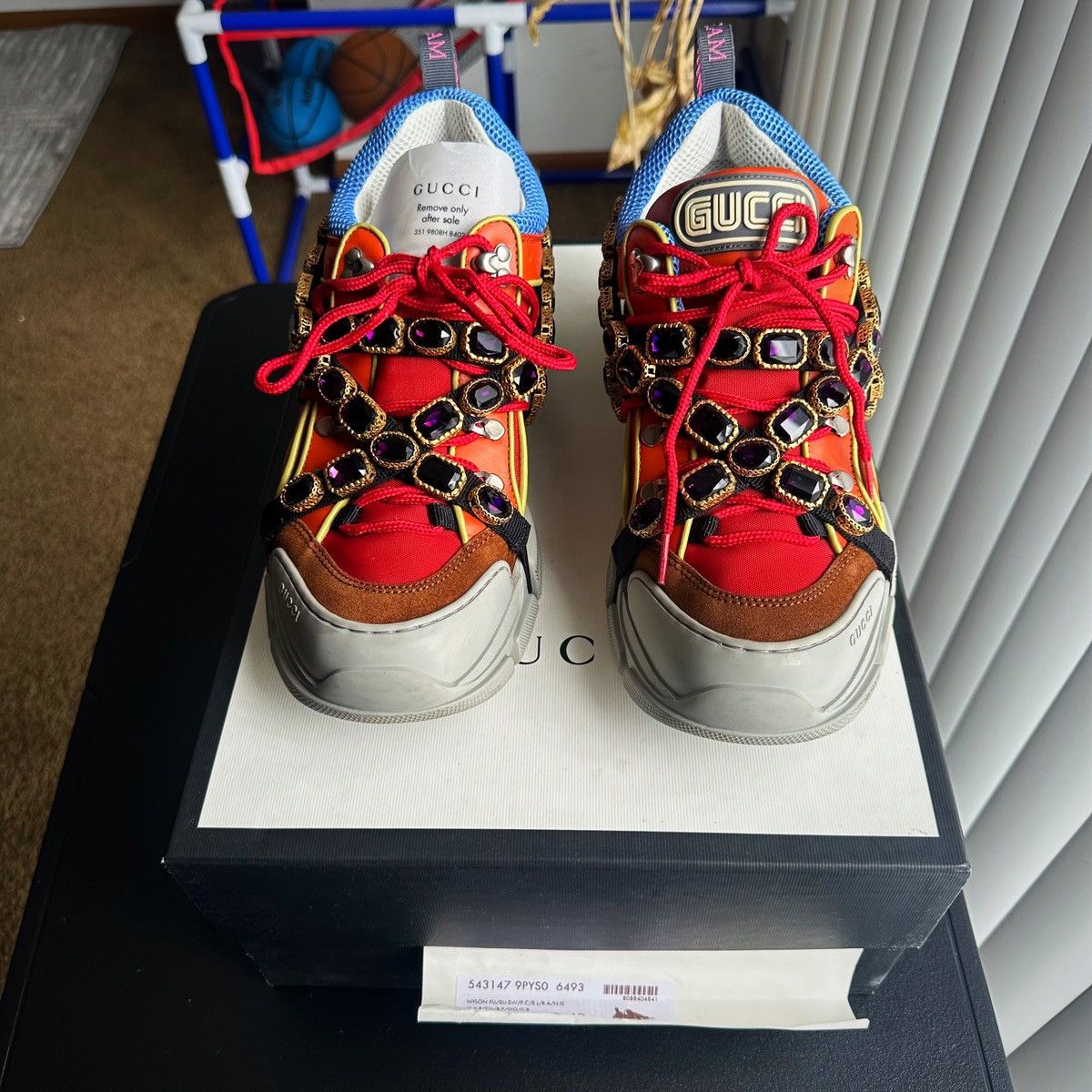 Gucci $1590 Gucci Flashtrek Sneakers w Crystals multicolor Size US 10 / EU 43 - 4 Thumbnail