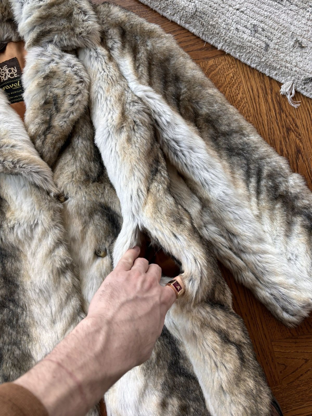Sears × Vintage Vintage Faux Fur Coat Tissavel France 70s 60s Fox Lynx Vegan Size L / US 10 / IT 46 - 4 Thumbnail