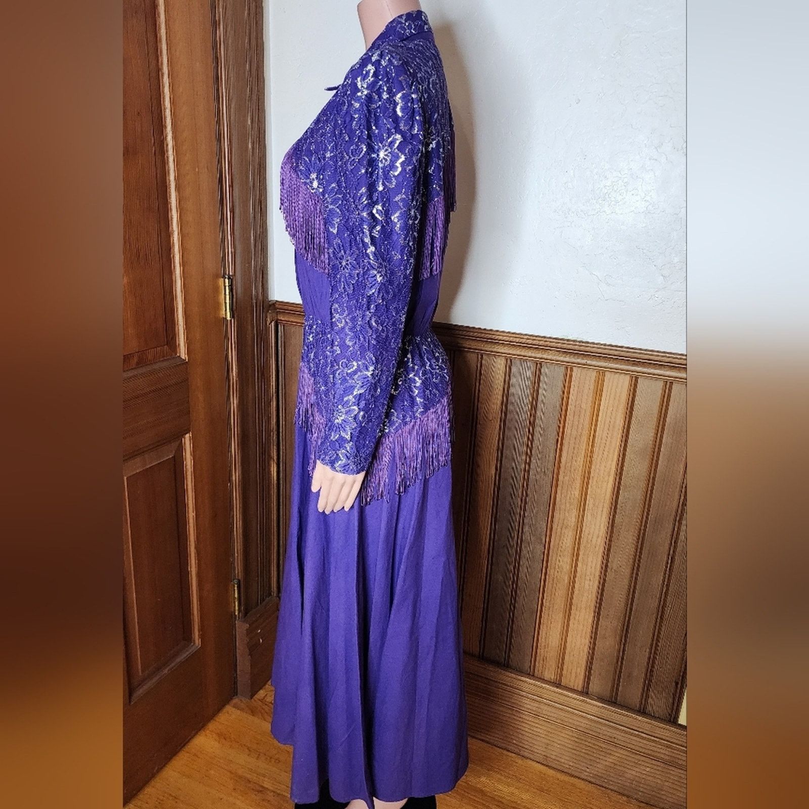 Other Lilia Smith Purple Lace Fringe Western Vintage Dress 13/14 Size M / US 6-8 / IT 42-44 - 5 Thumbnail