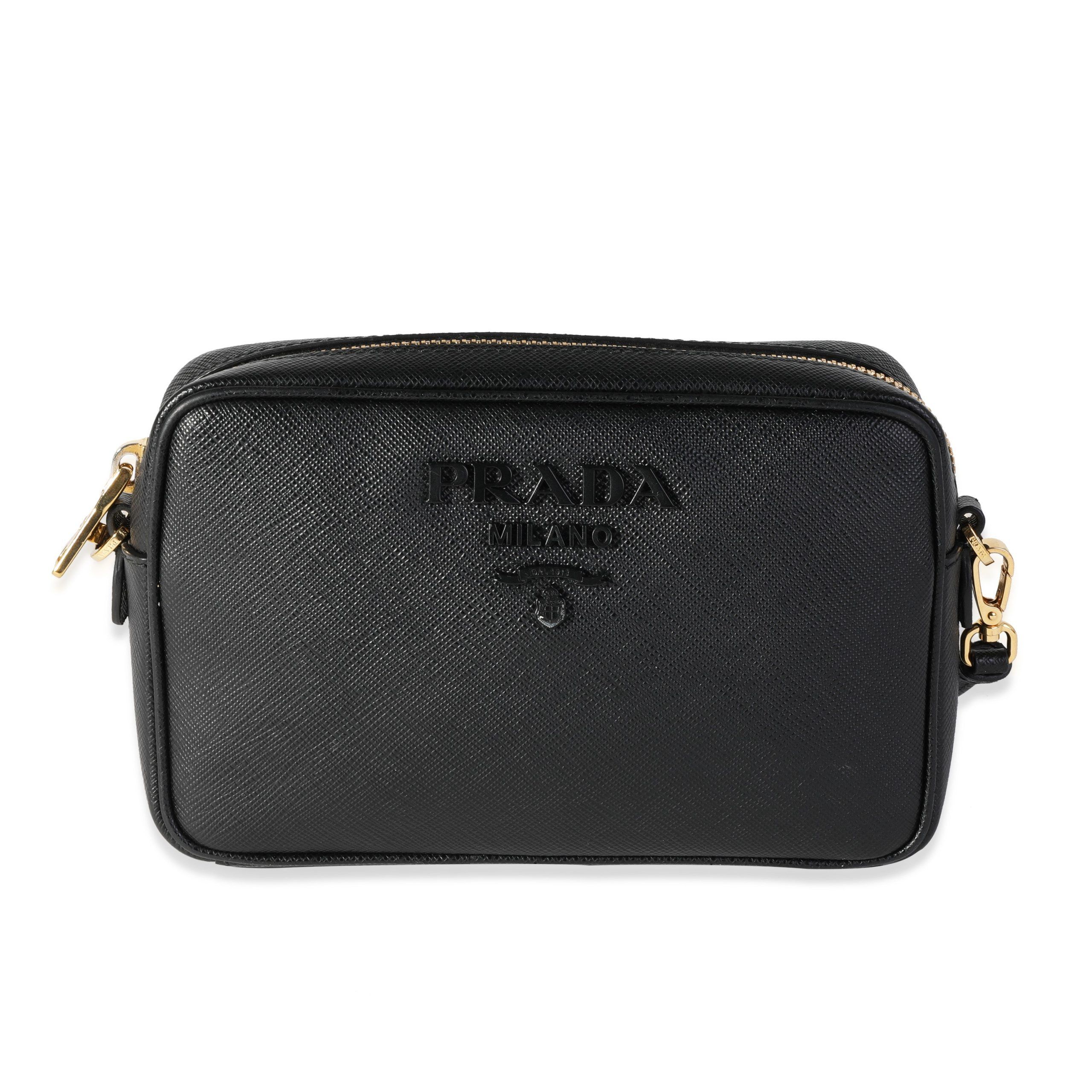 image of Prada Black Saffiano Leather Monochrome Camera Bag, Women's