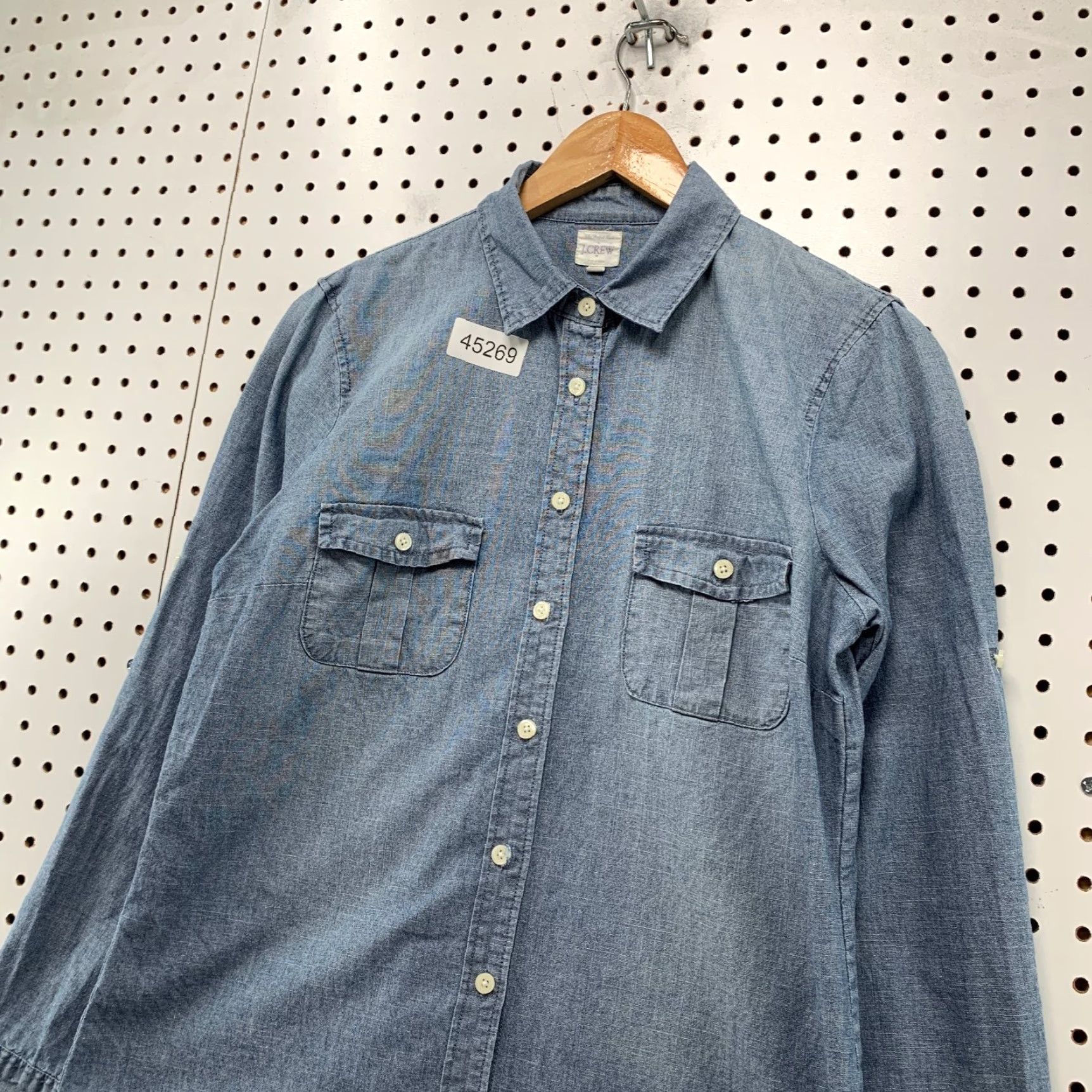 J.Crew J CREW Button-Up Shirt Womens Small Blue Denim Long Sleeve Retro Regular Size S / US 4 / IT 40 - 4 Thumbnail