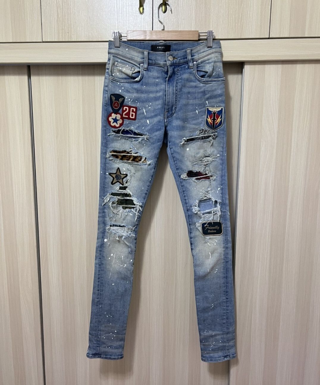 Amiri Amiri 17ss Medallion patch blue jeans-2506 Size US 30 / EU 46 - 1 Thumbnail