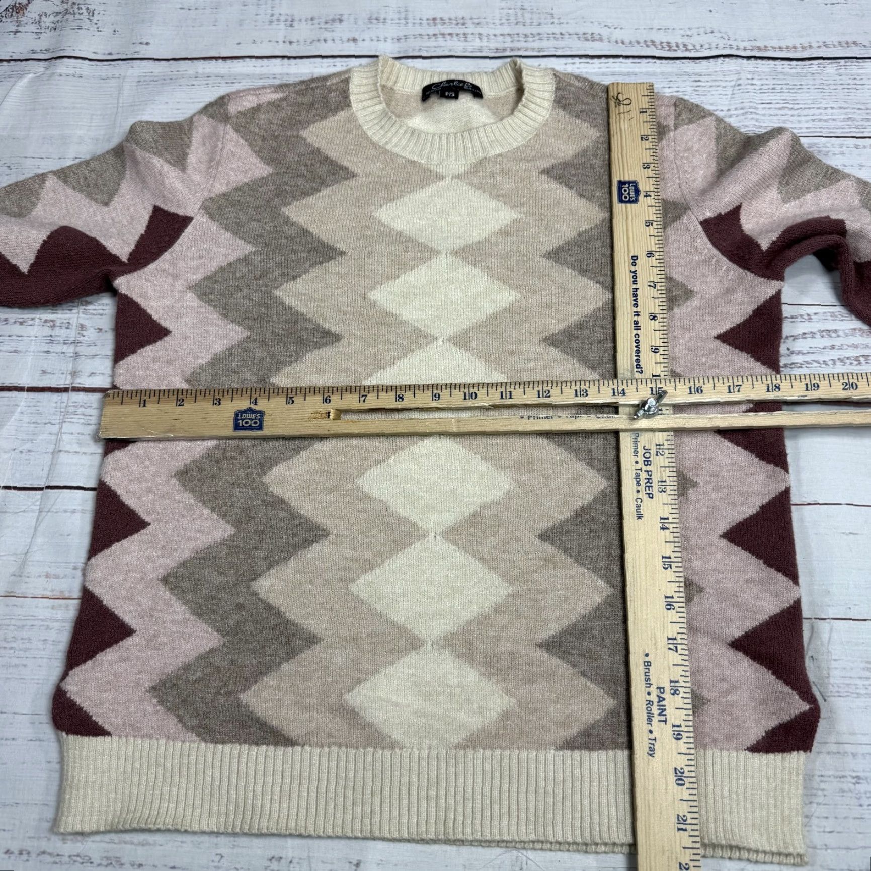 Vintage Charlie B Women's Beige Knit Crew Neck Sweater Size S Stretch Rayon Nylon Polyester Pullover Blouse Knitwear Pullover" Size S / US 4 / IT 40 - 2 Thumbnail