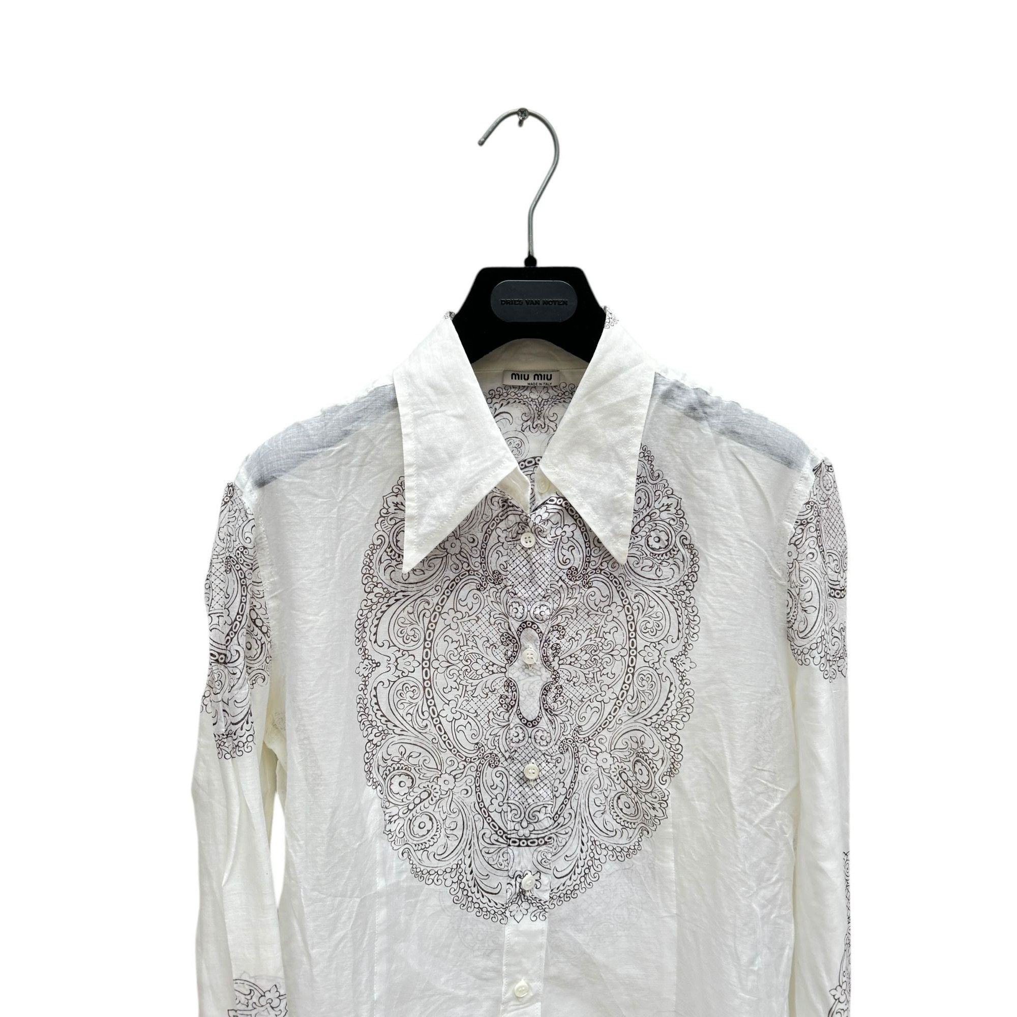 Miu Miu White Paisley Print Shirt Size M / US 6-8 / IT 42-44 - 2 Thumbnail