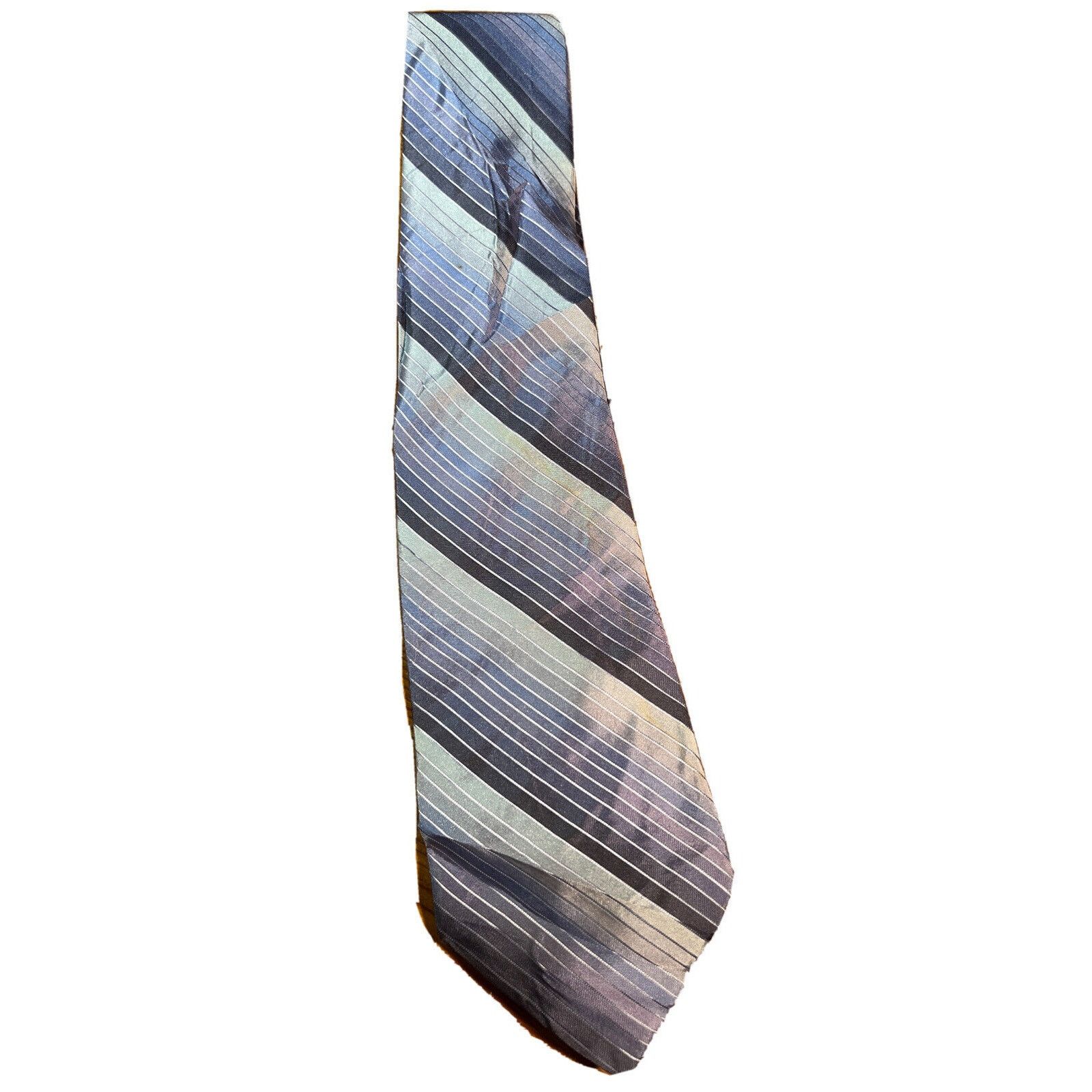 Perry Ellis Perry Ellis Portfolio Mens Blue Silver Silk Designer Necktie Size ONE SIZE - 1 Thumbnail