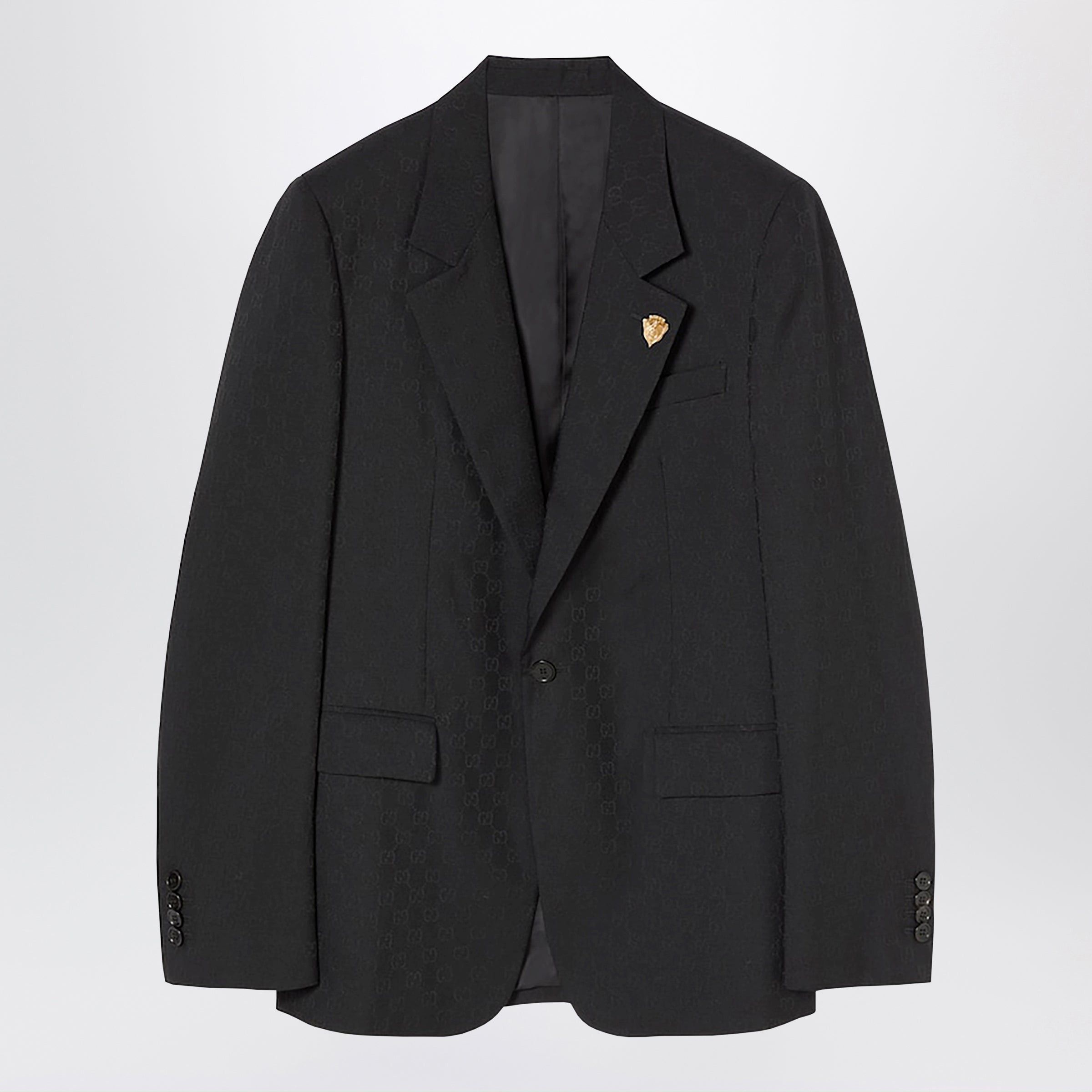Gucci Gucci Black Single-Breasted Gg Wool Jacket Size US M / EU 48-50 / 2 - 1 Thumbnail