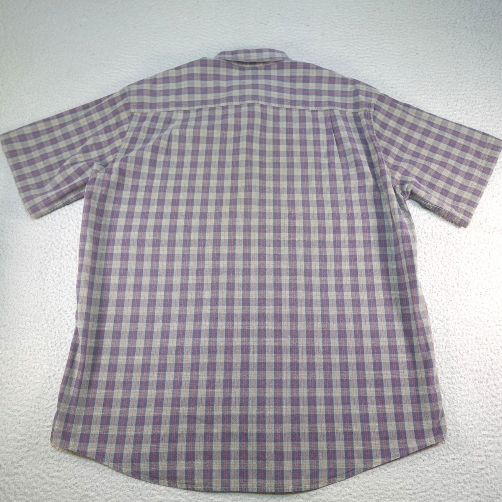 Vintage L.L. Bean Shirt Mens Large Purple Plaid Short Sleeve Button-Down Cotton Summer Regular Fit Casual Size US L / EU 52-54 / 3 - 5 Thumbnail