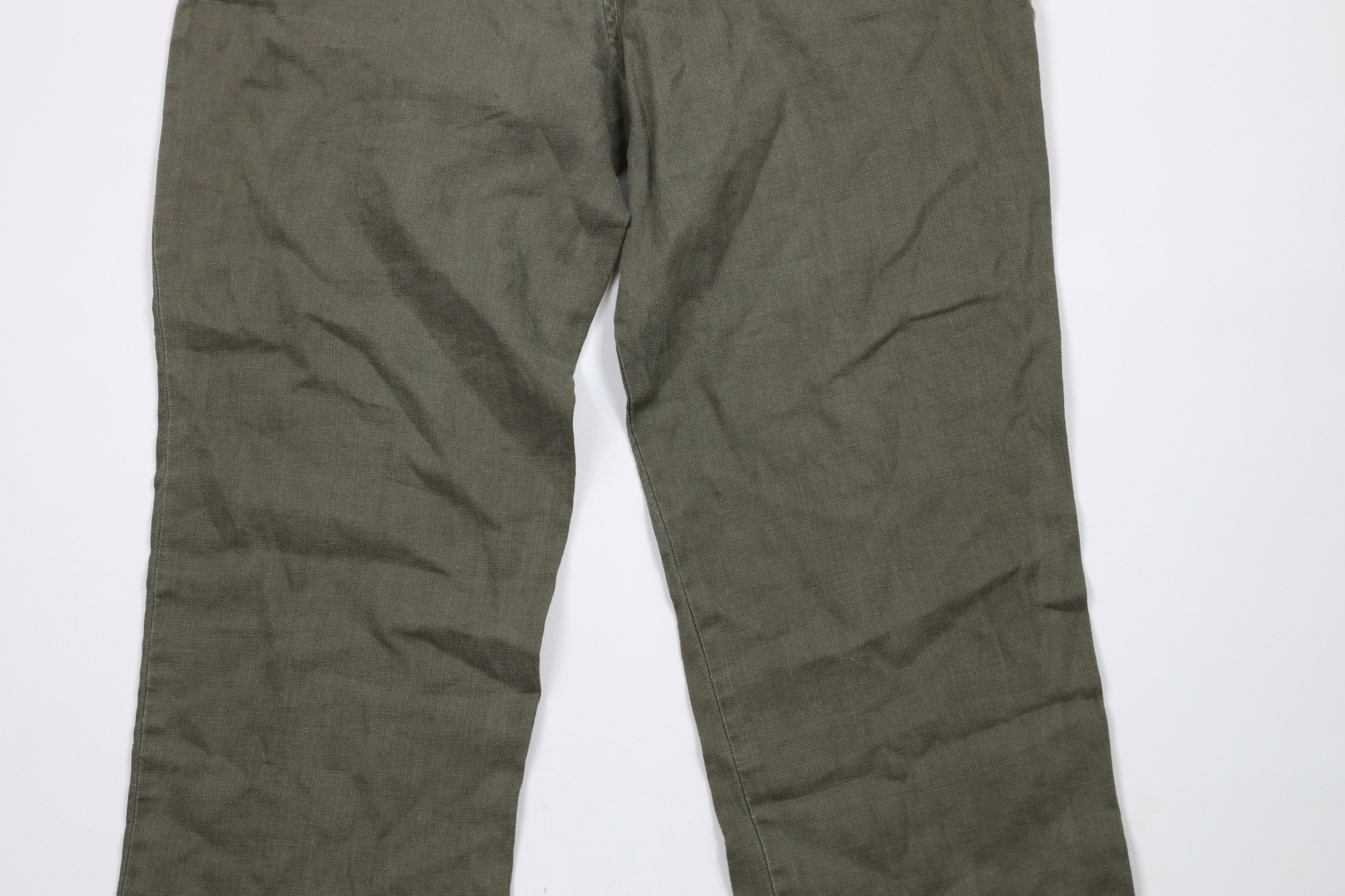Ralph Lauren × Vintage Vintage 90s Ralph Lauren Relaxed Fit Linen Chino Pants Green Size 32" / US 10 / IT 46 - 11 Thumbnail