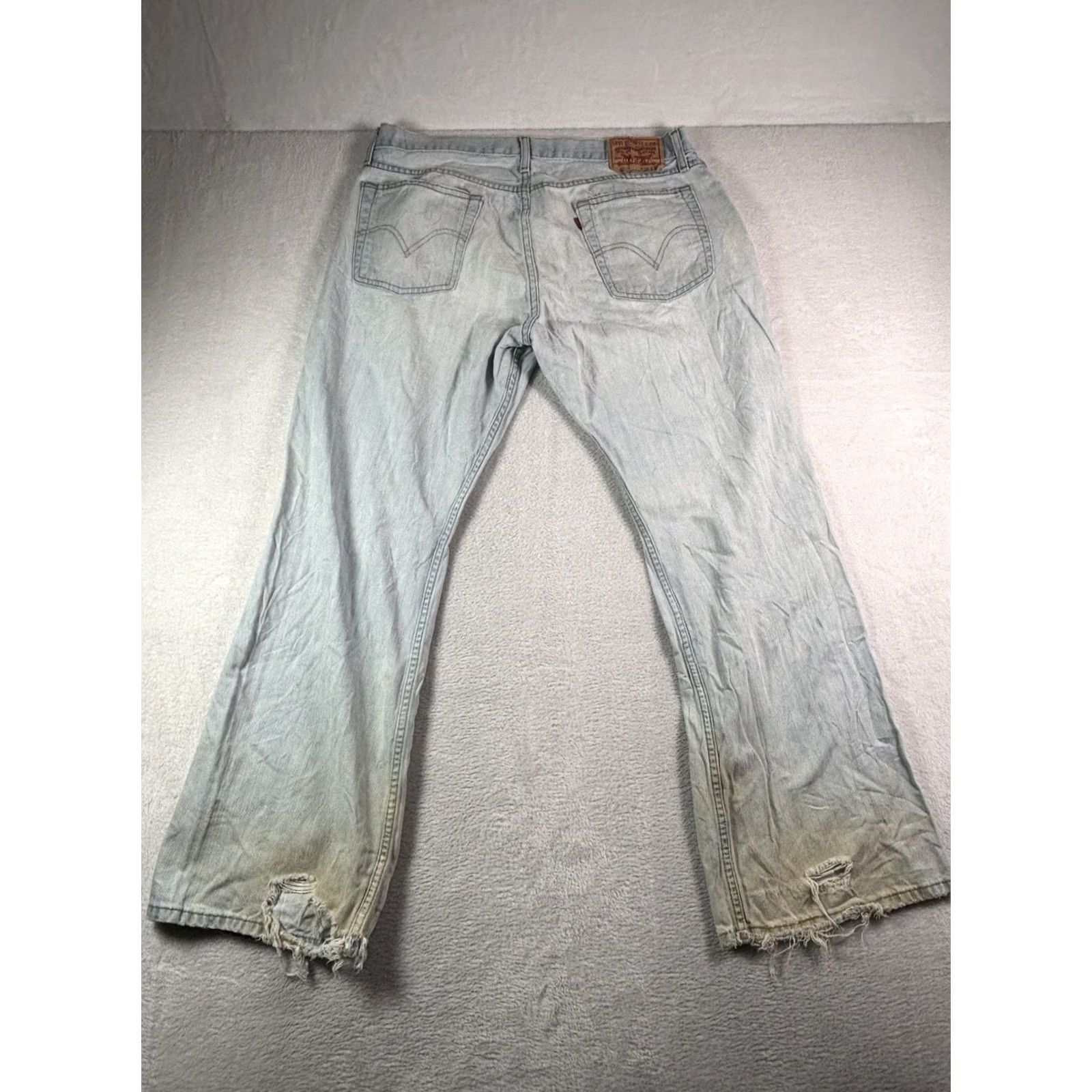 Levi's VINTAGE Levi's 527 Jeans Mens 36x30 Light Wash Bootcut Distressed Stained 5-Pocket Denim Blue Cotton Regular Modern Cowboy Western Mens Size US 36 / EU 52 - 2 Thumbnail