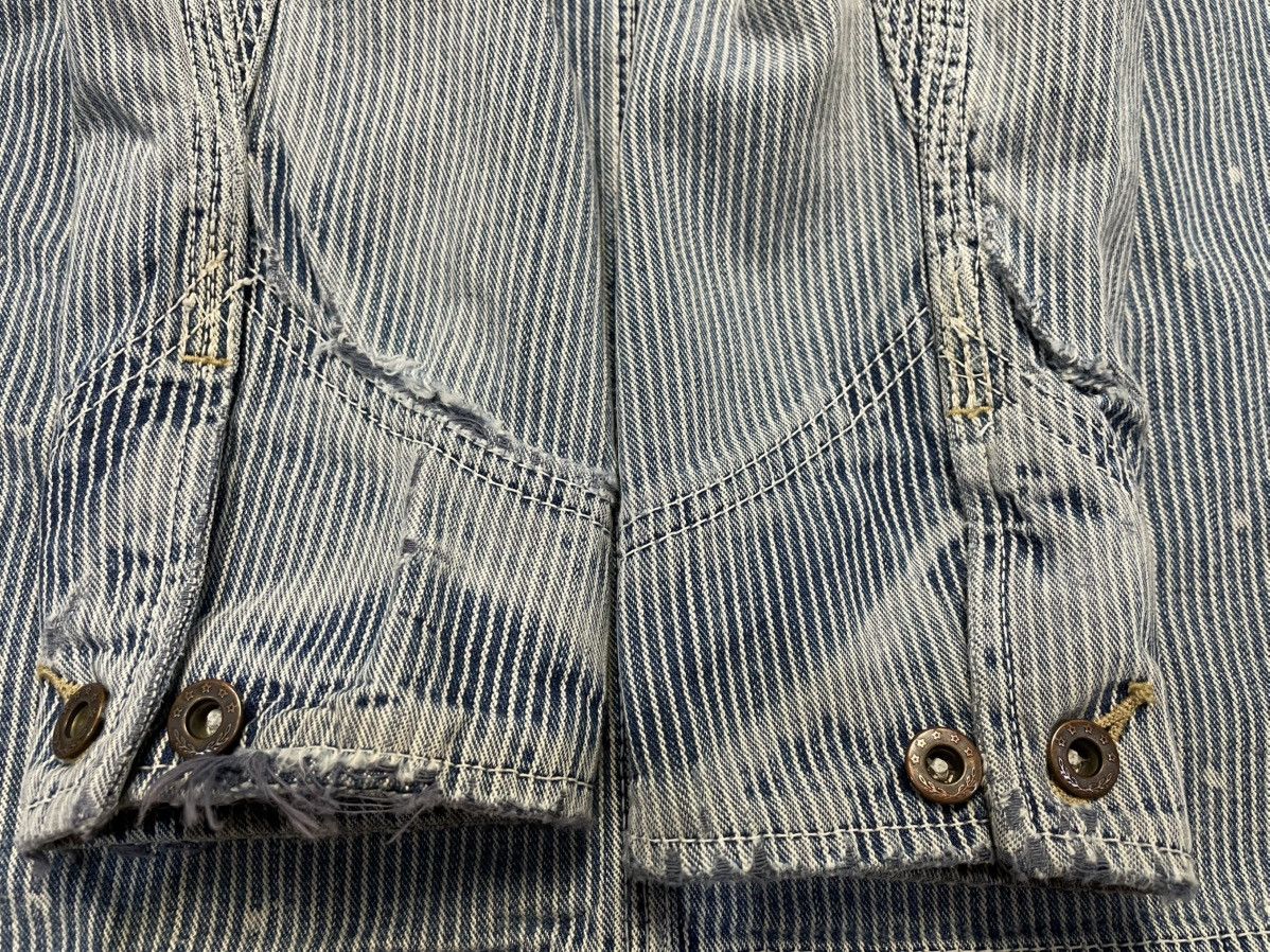 Japanese Brand Sweet Camel Denim Worker Pinstripes Distressed Jacket Size US S / EU 44-46 / 1 - 8 Thumbnail
