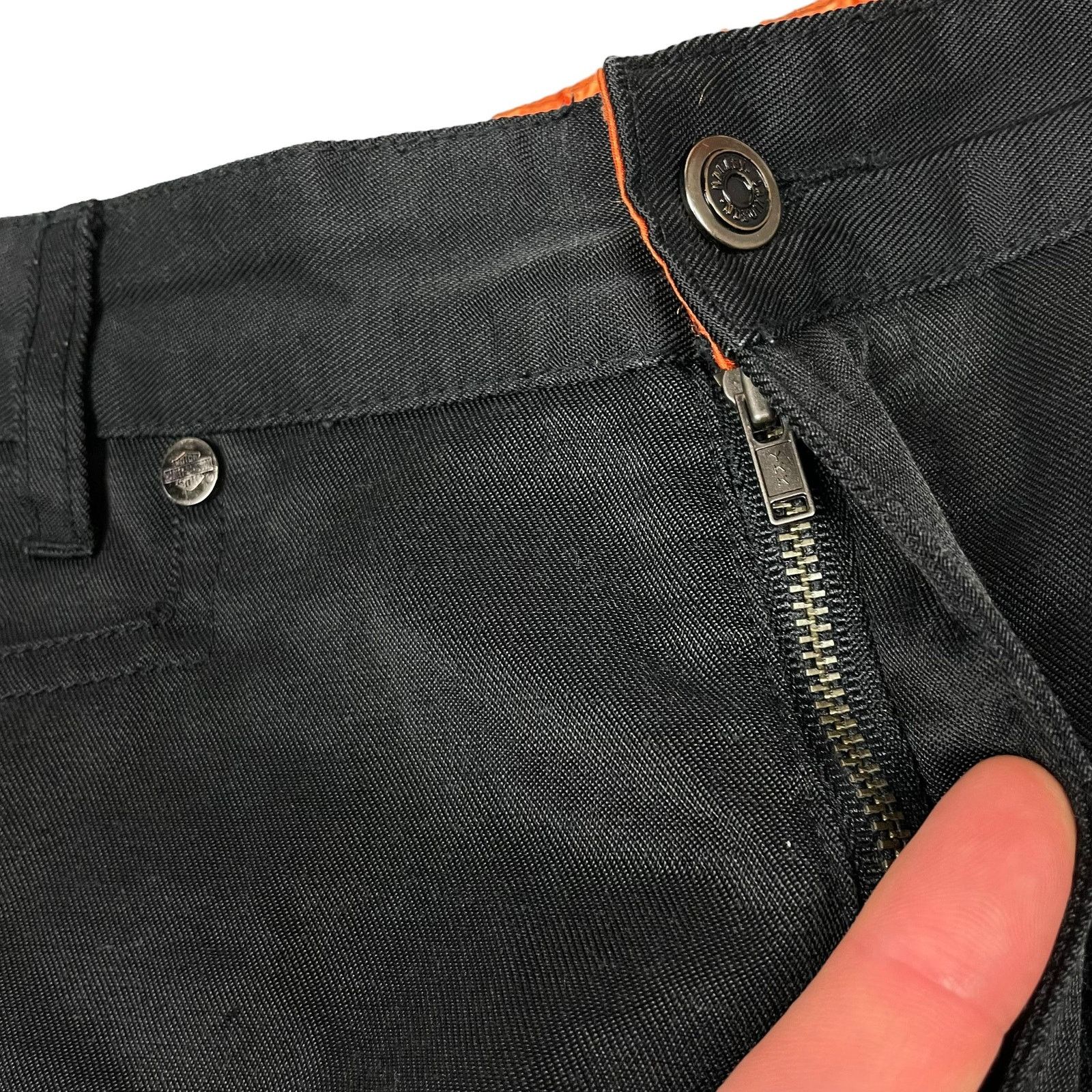 Harley Davidson × Vintage Harley-Davidson Womens Black Cotton Zip Fly Straight Pants 6 Size 28" / US 6 / IT 42 - 8 Thumbnail