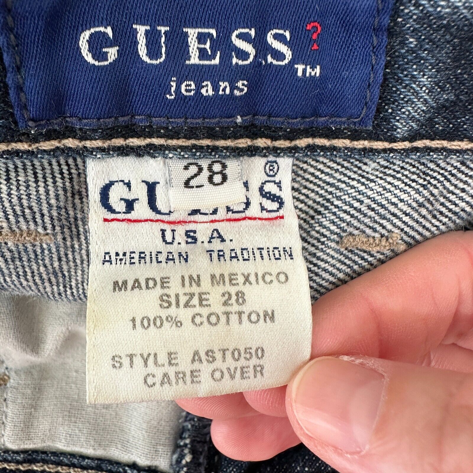 Guess Guess Dark Blue Wash Distressed Slim Leg Raw Hem Denim Jeans Size 28" / US 6 / IT 42 - 10 Thumbnail