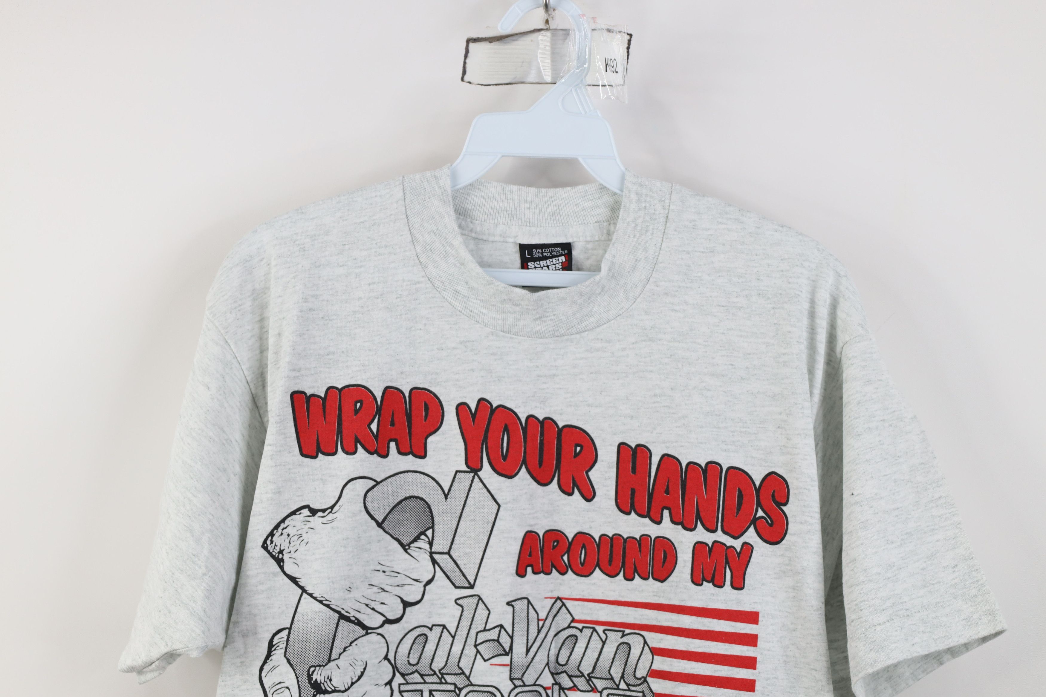 Vintage Vintage 90s Van Tools Wrap Your Hands T-Shirt Gray USA Size US L / EU 52-54 / 3 - 2 Thumbnail