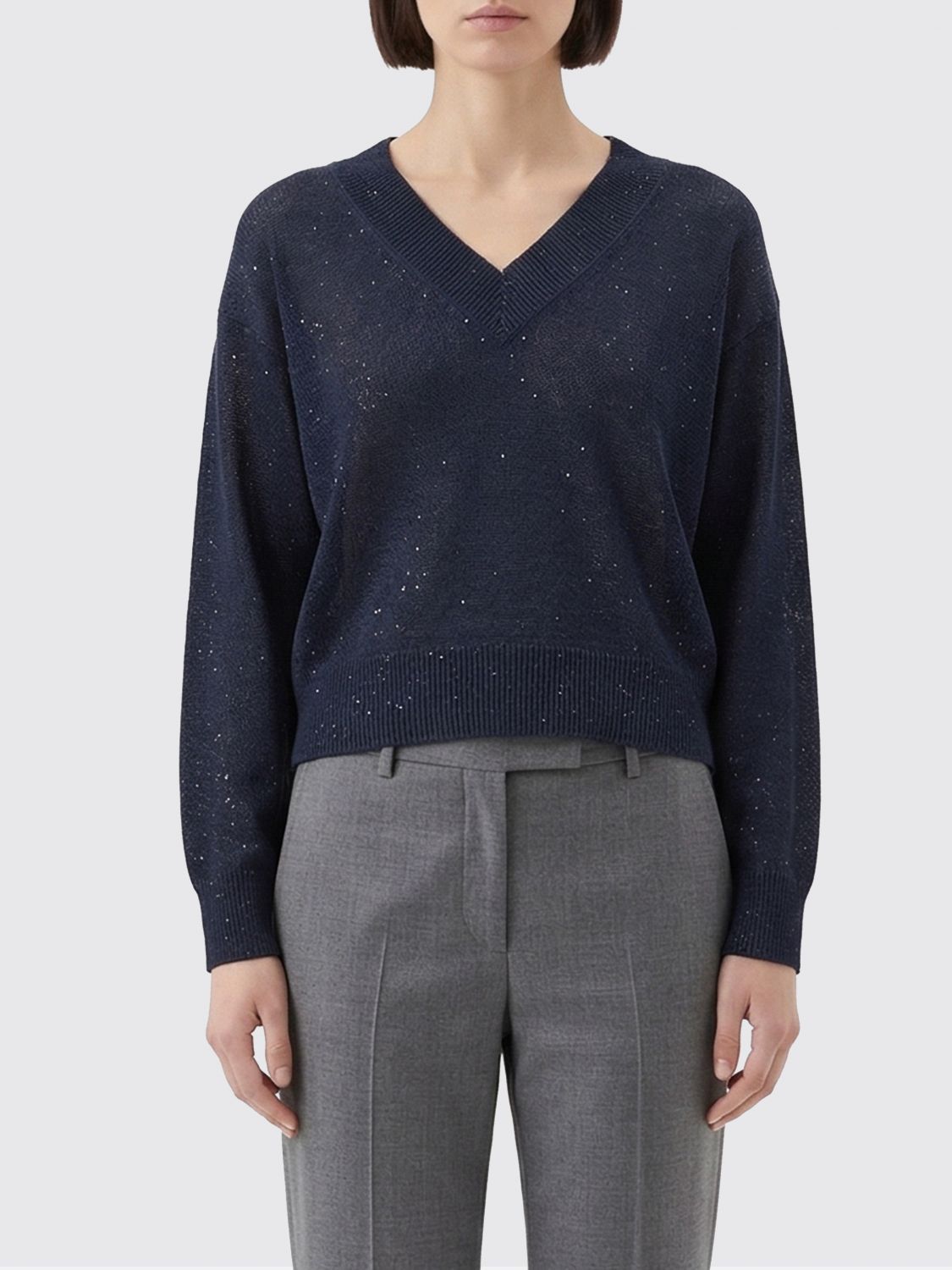 Brunello Cucinelli Brunello Cucinelli Sweater Woman Ocean Size L / US 10 / IT 46 - 1 Thumbnail