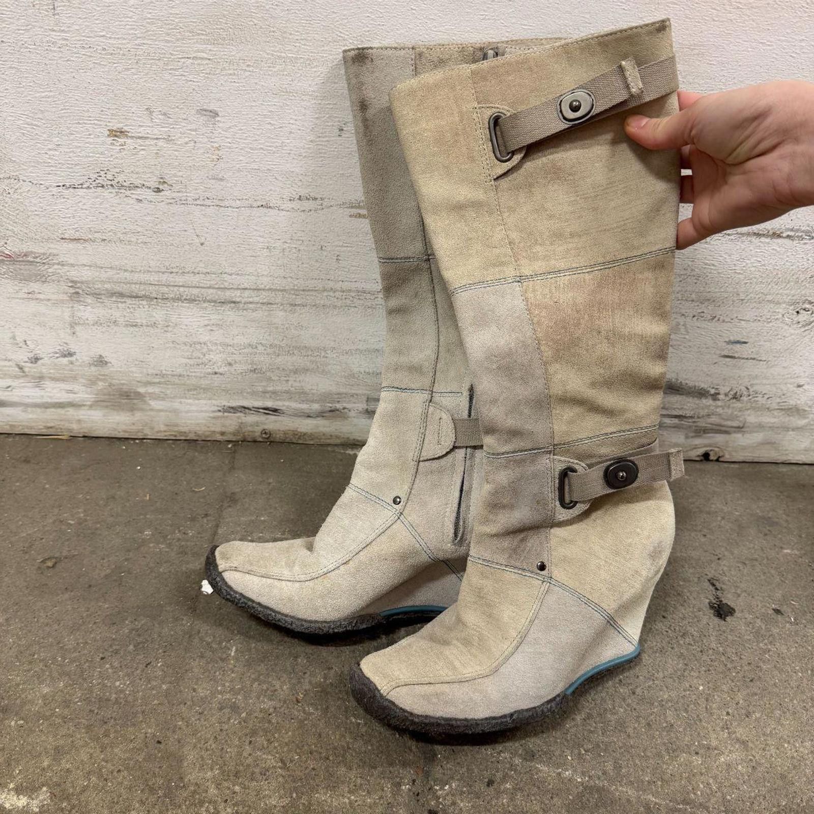 Diesel Rare Vintage Diesel Y2K Suede Wedge Boots Archival Grunge Size US 7 / IT 37 - 6 Thumbnail